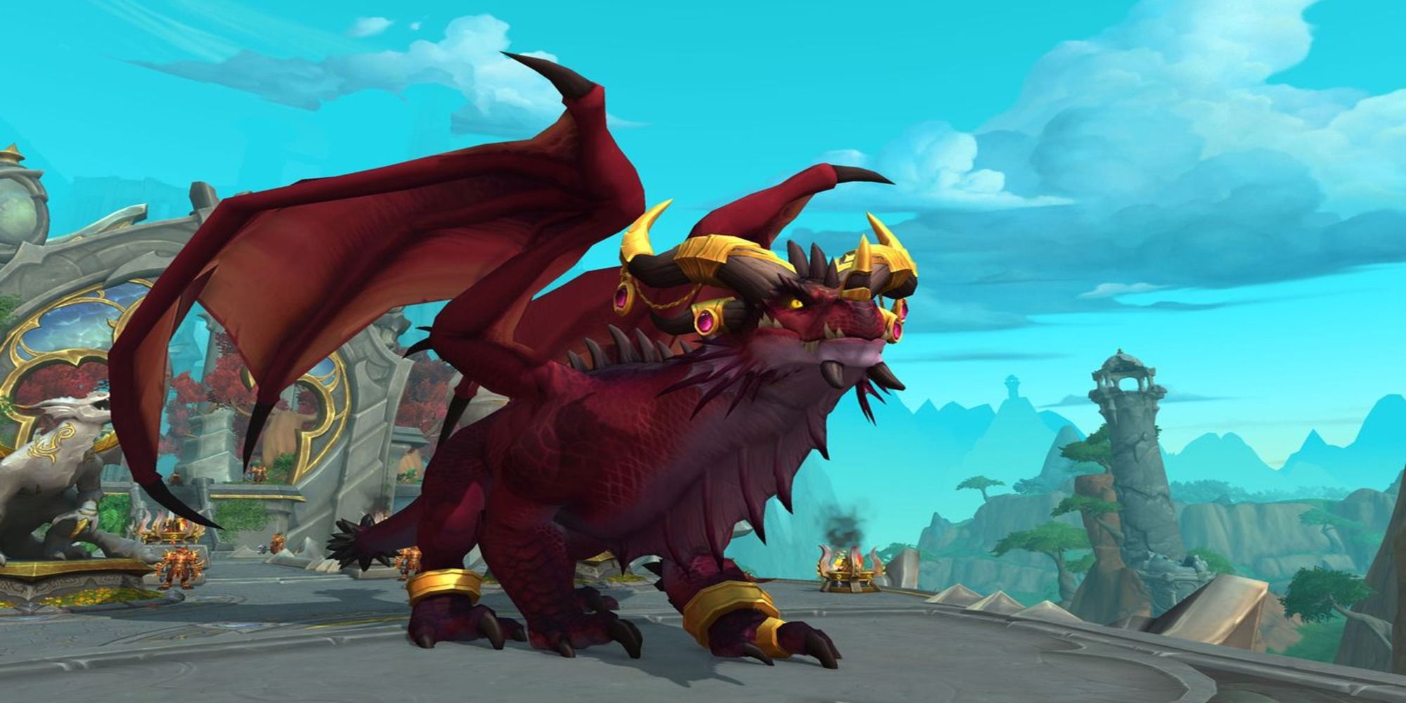 World of Warcraft Dragonflight character on dragon mount