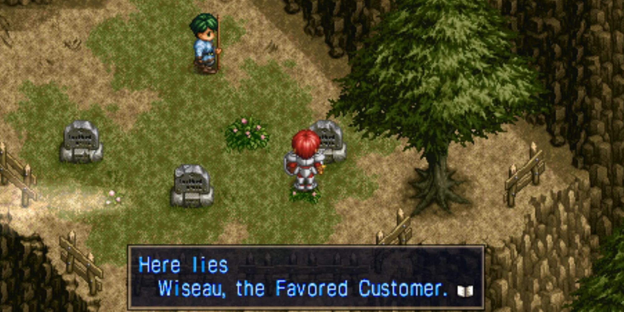Ys 2 Adol looking at a grave sight