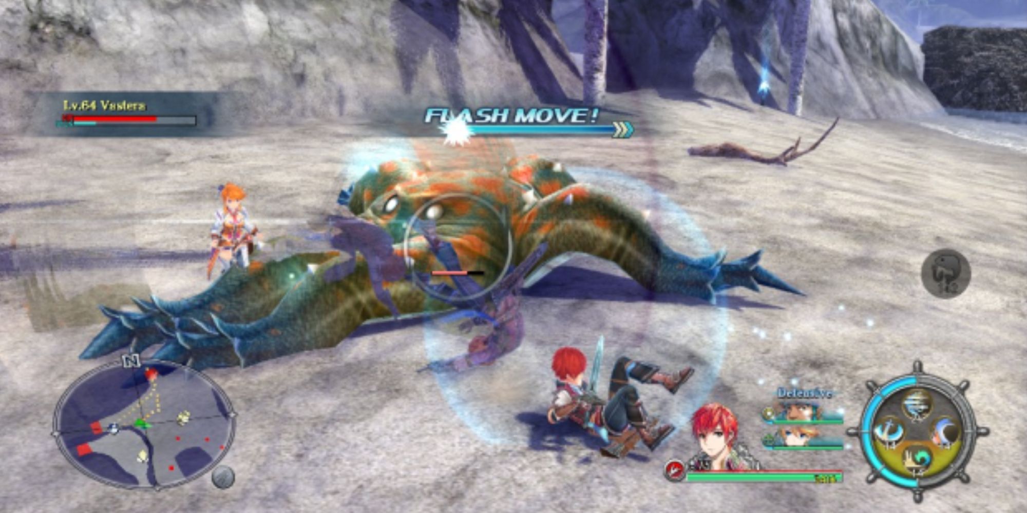 Adol performing a Flash Move in Ys VIII: Lacrimosa of DANA