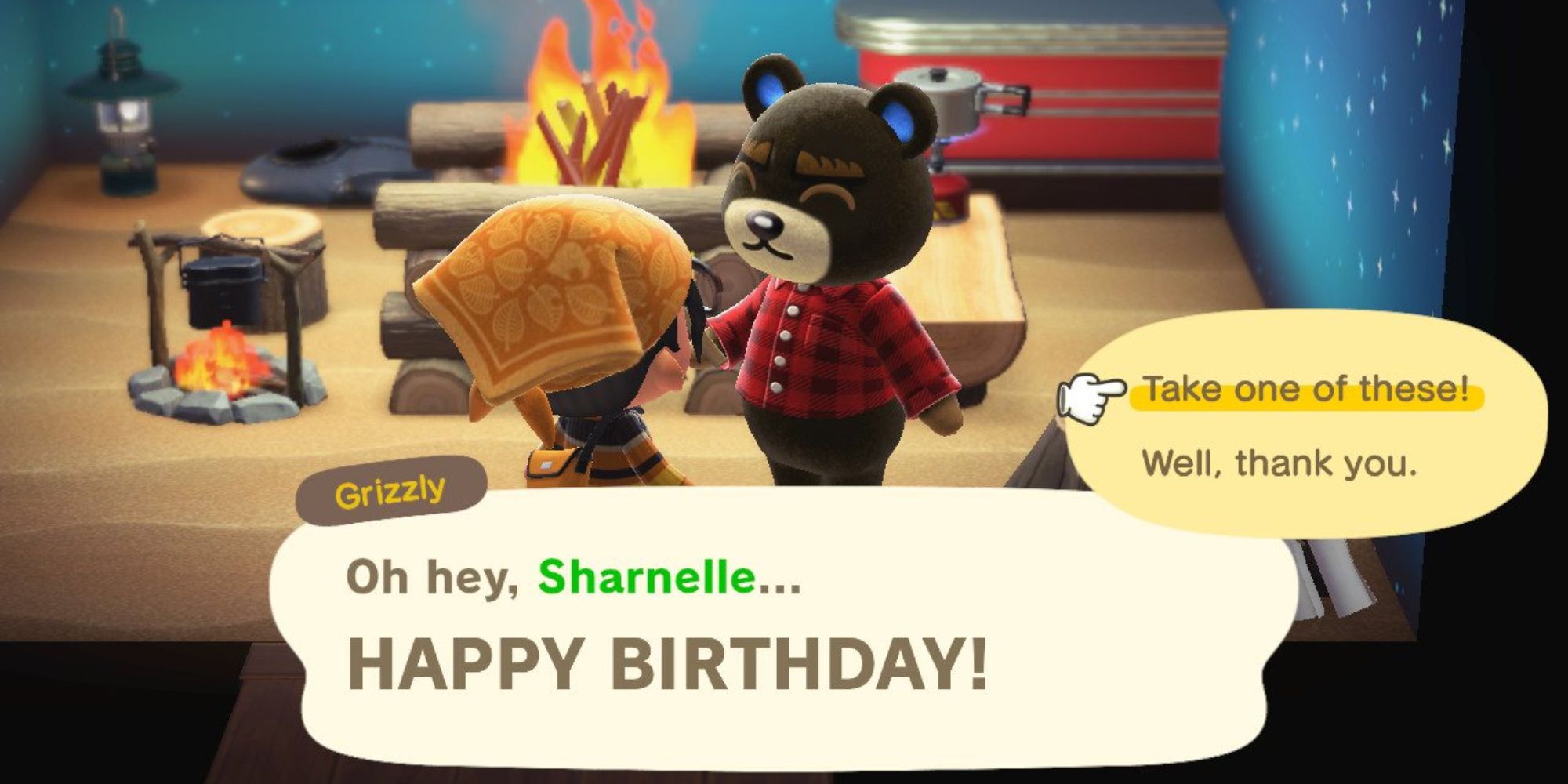 Animal Crossing New Horizons Grizzly happy birthday