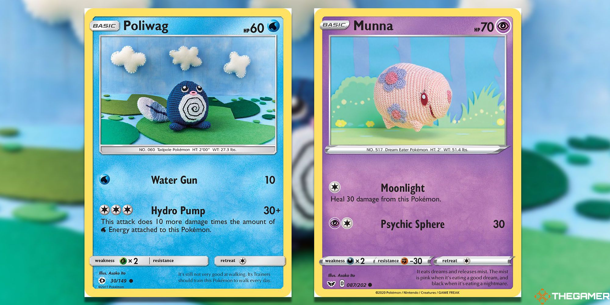 Asako Ito's Poliwag and Munna cards.