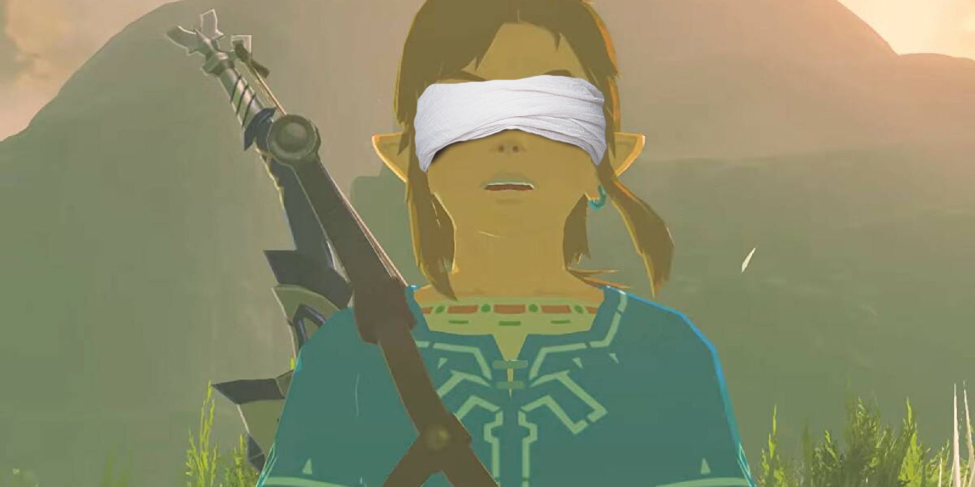 link wearing a blindfold in breath of the wild