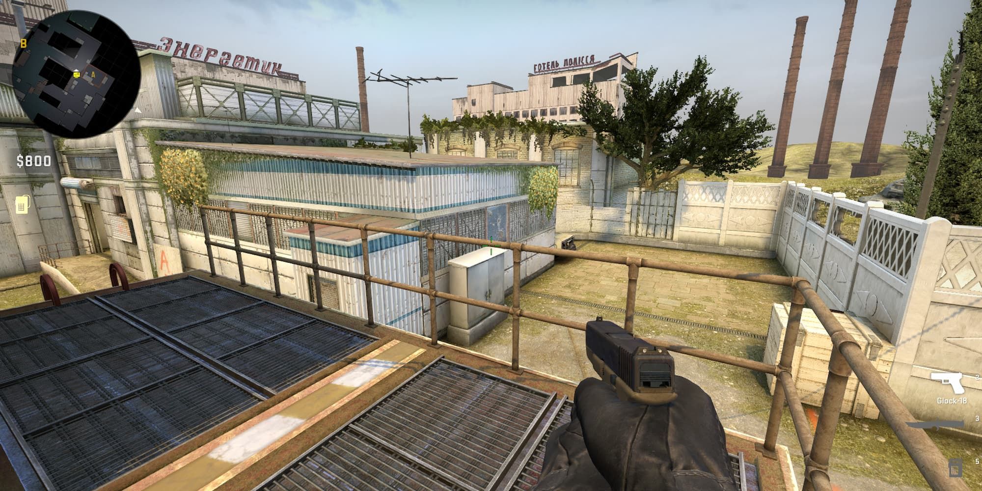A player stands on the Catwalk location of Cache.