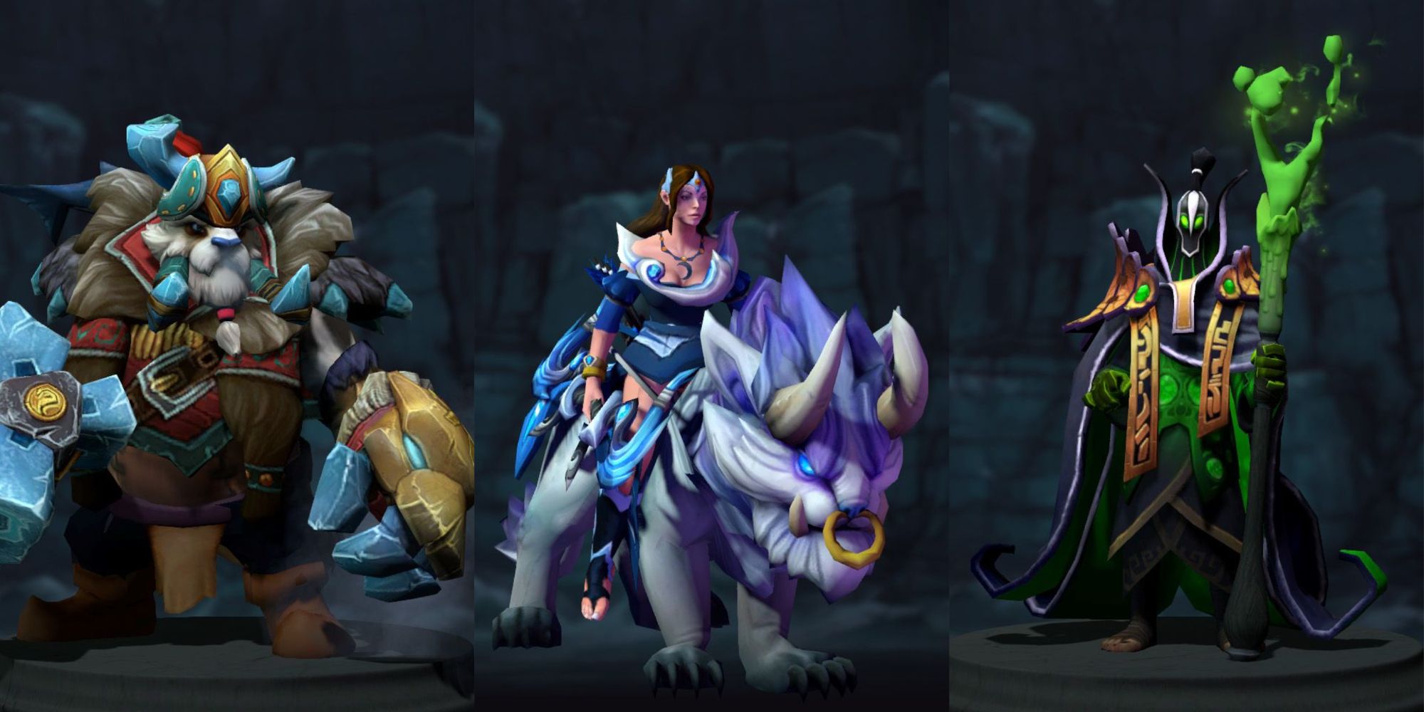 Rubik, Tusk, Mirana character models in Dota 2 feature best supports