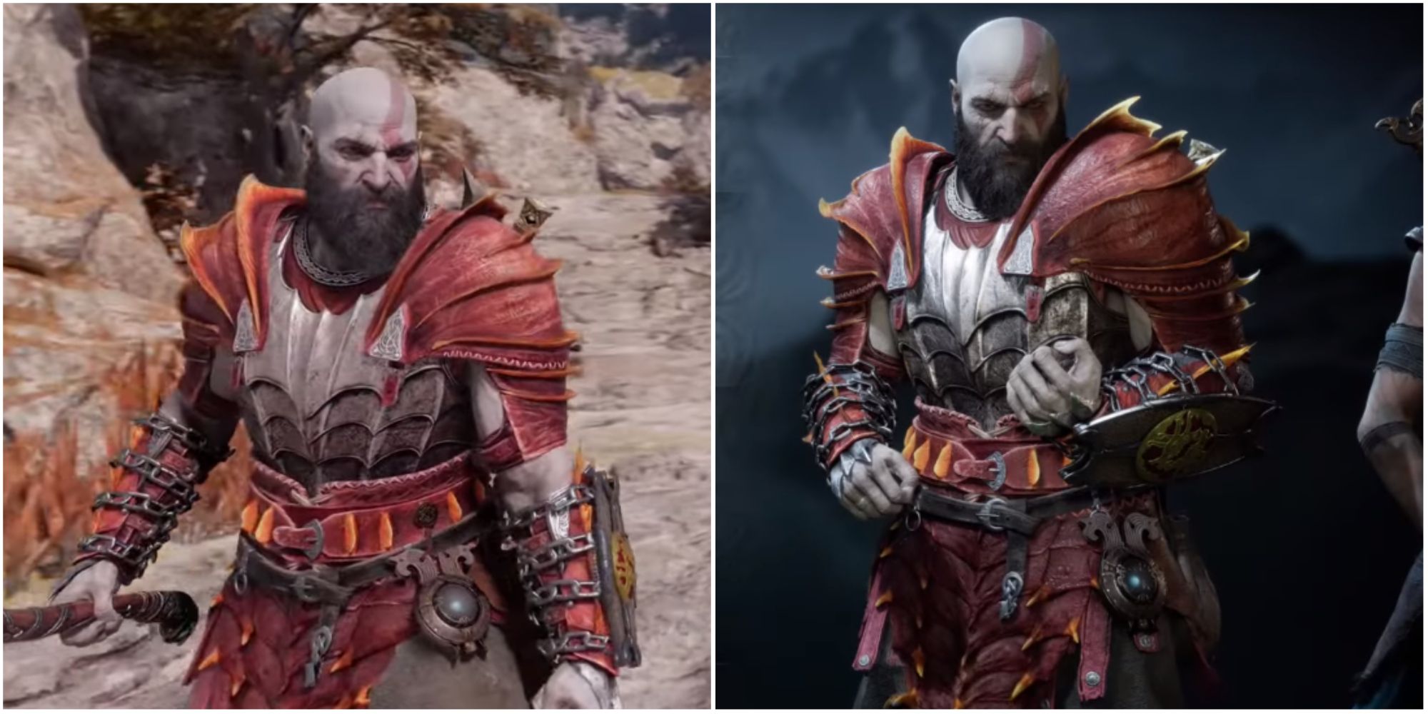 Split image showing the Dragon Scaled Armor. 