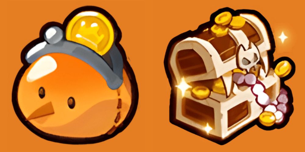 Cheesebird's Coin Purse and Ginkgoblin's Trophy Safe in Cookie Run Kingdom