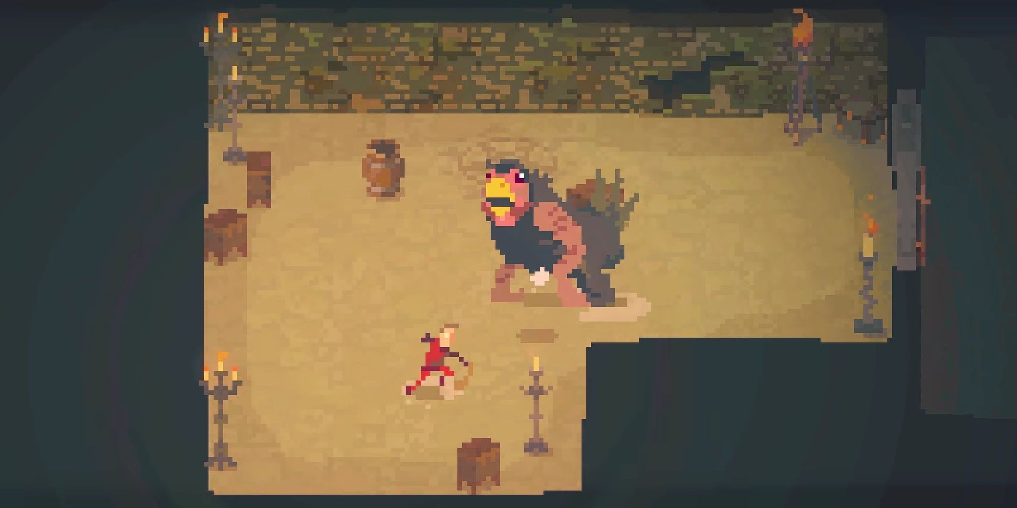 Crawl: The Hero Fighting A Large Chicken Monster Boss