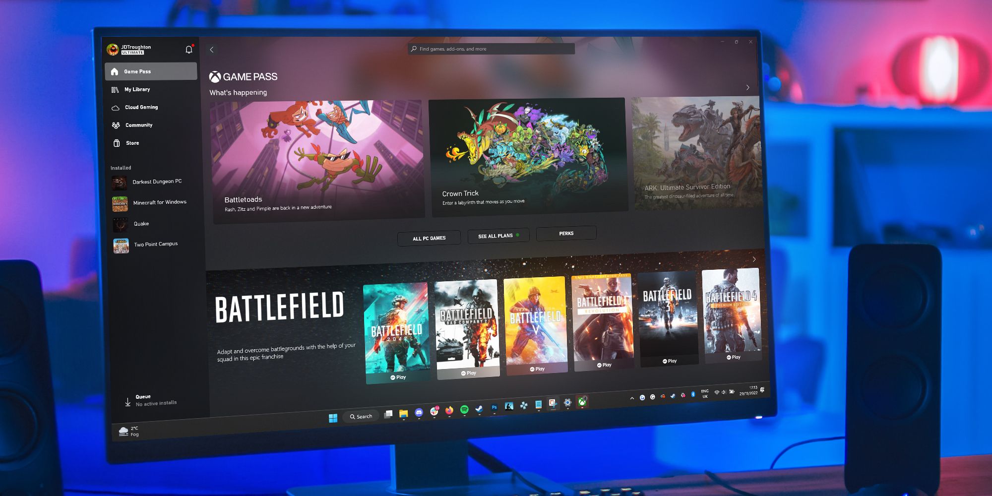  Xbox Game Pass interface on a PC