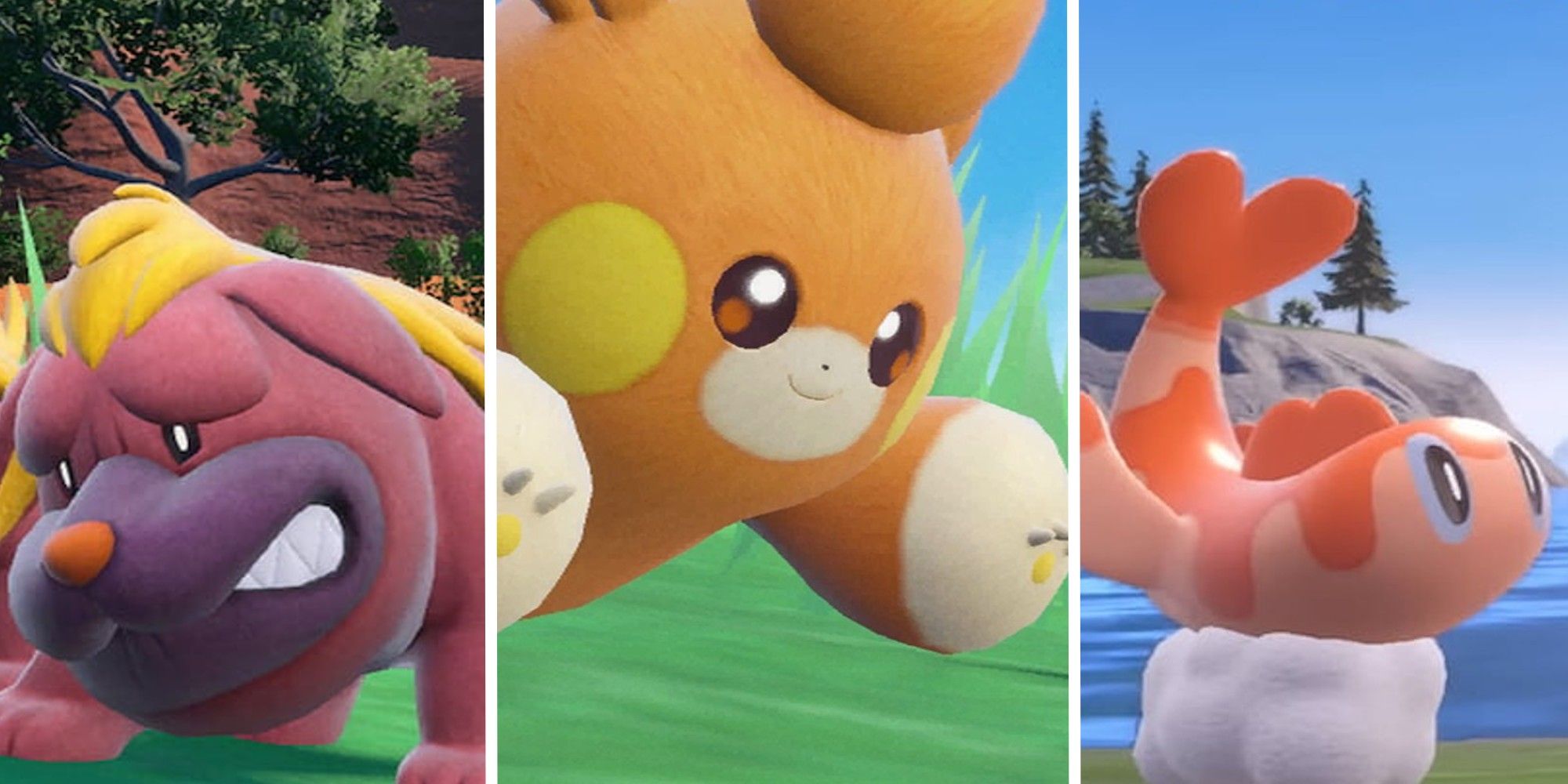 Pokemon Scarlet and Violet Cutest Dex Entries Feature Image: Maschiff, Pawmi and Tatsugiri