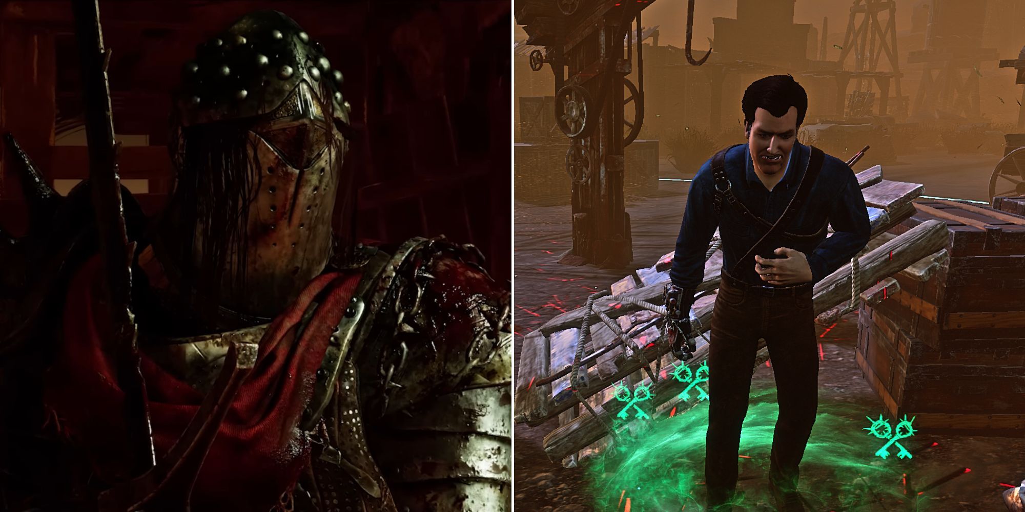 Dead By Daylight Knight Closeup And Marked Ash Looking At Screen