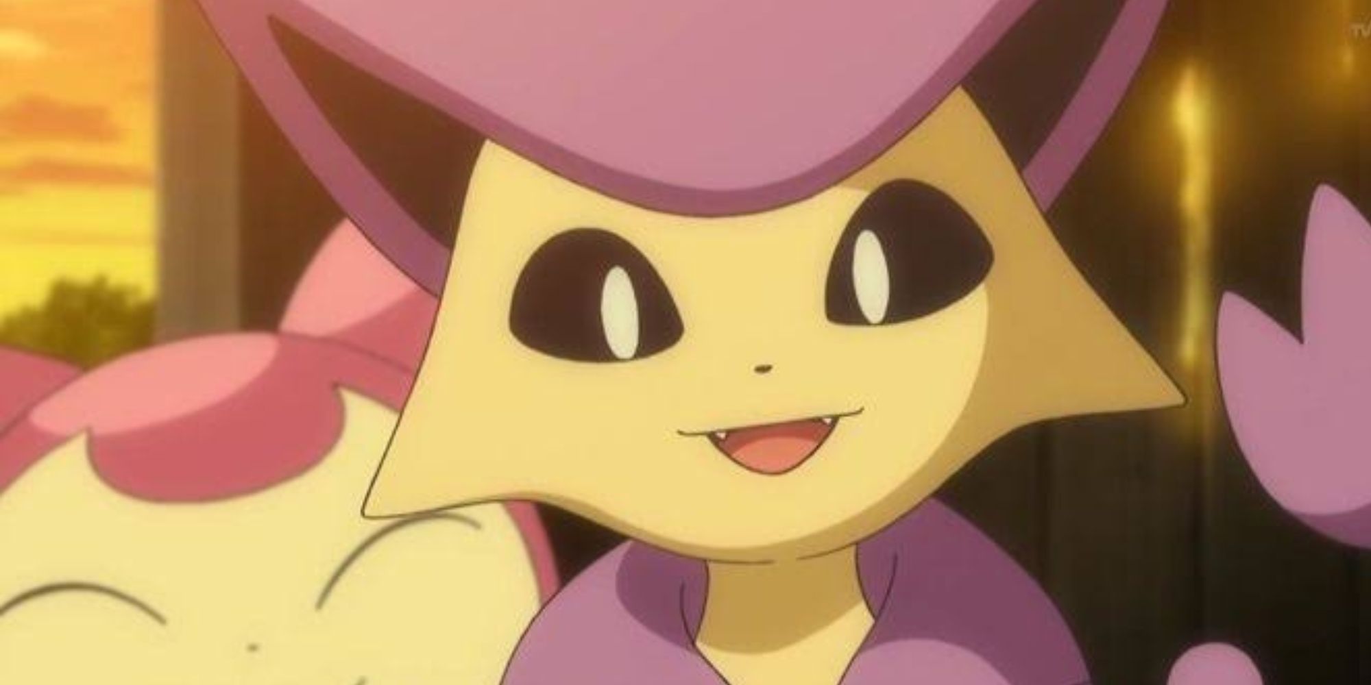 Delcatty smiles in front of a Skitty