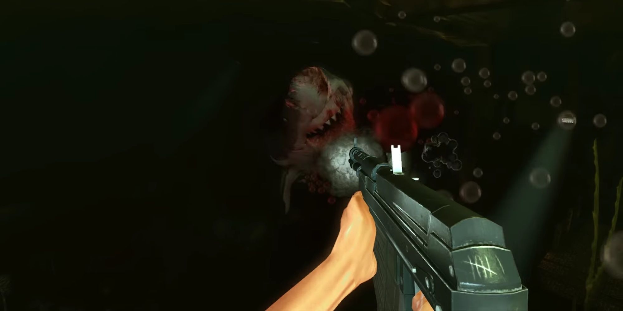Depth: Diver Fighting Off Shark With Machine Gun