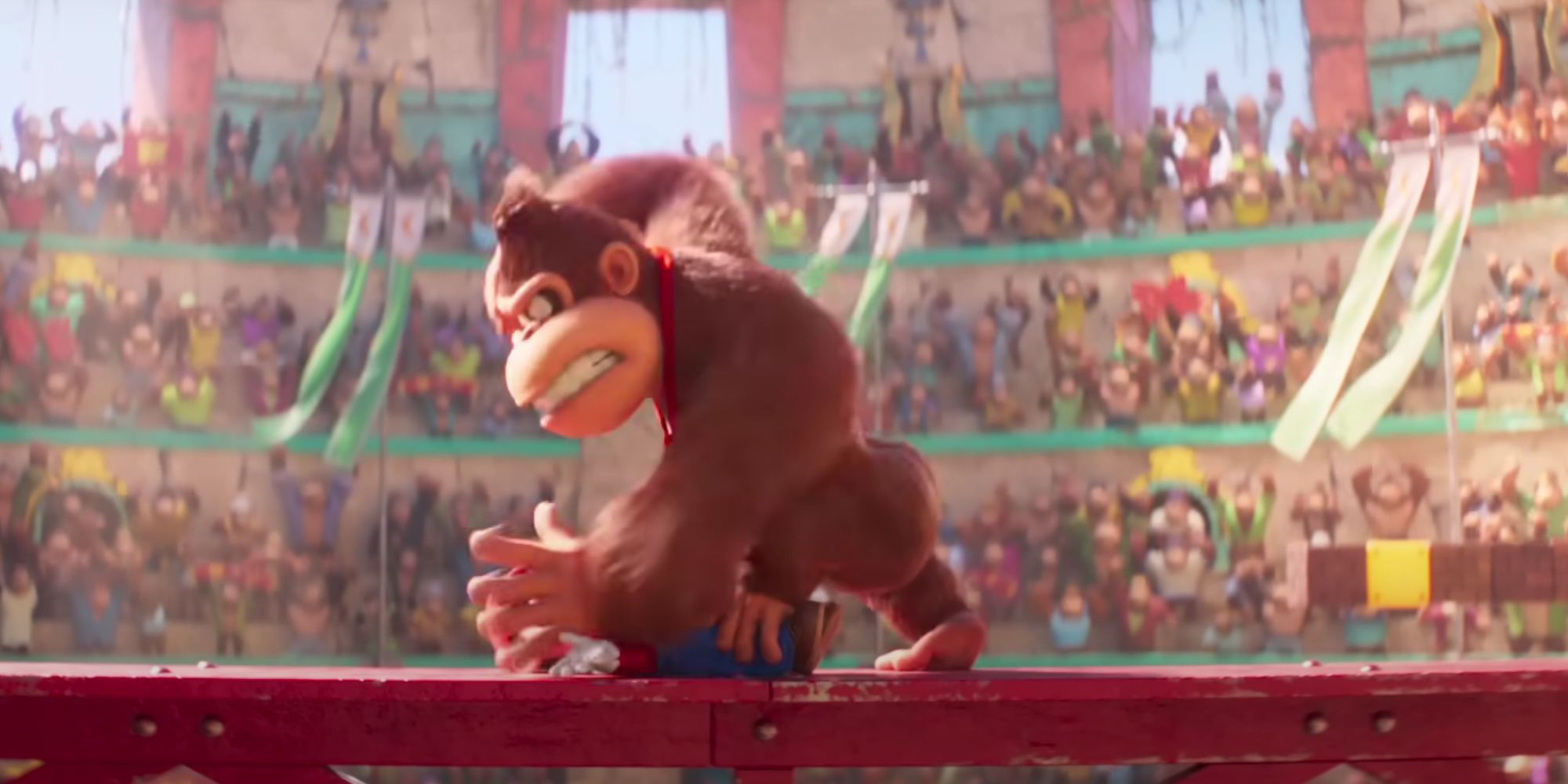 Donkey Kong slapping Mario in The Super Mario Bros. Movie.