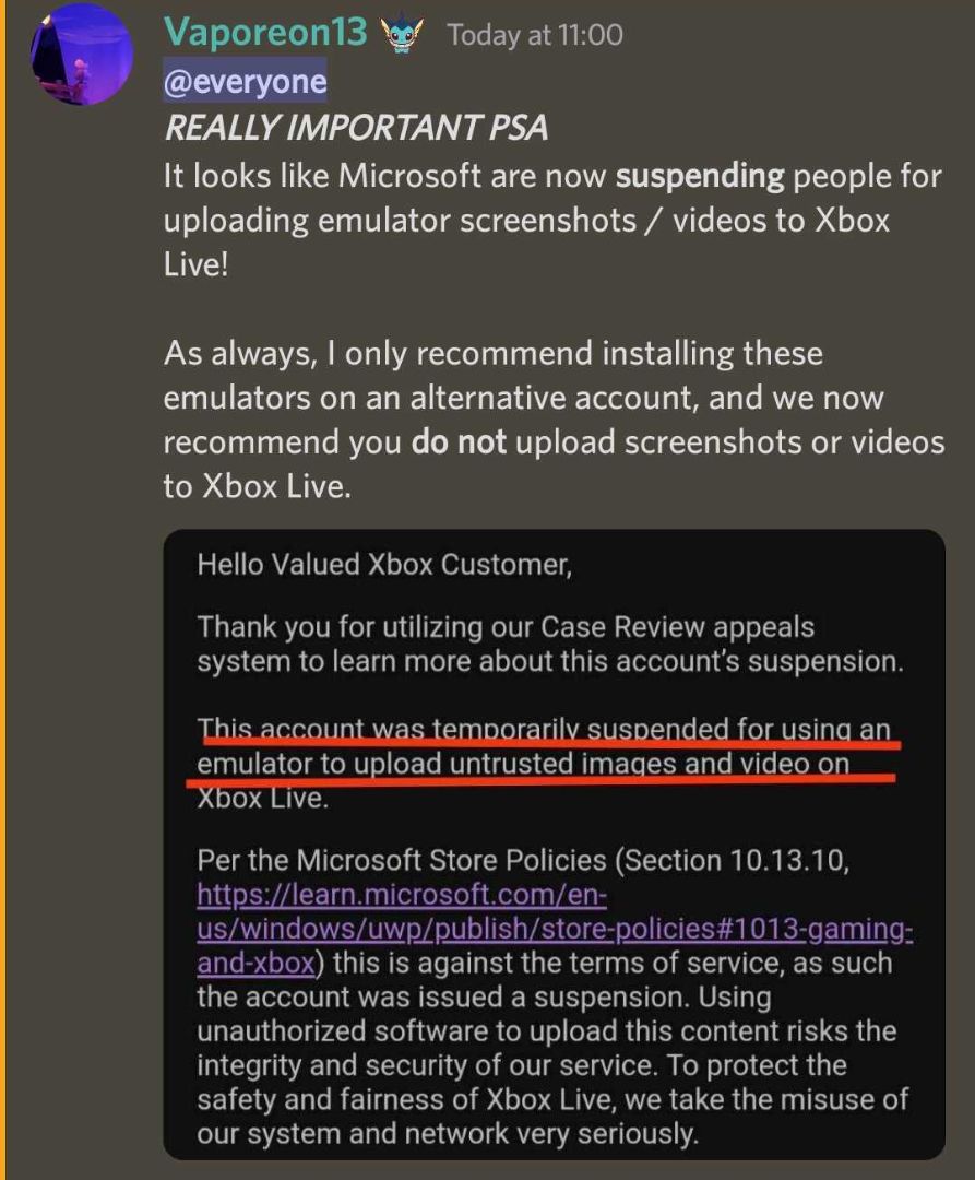 Xbox Stay Customers Might Be Suspended For Importing Emulated Screenshots And Video