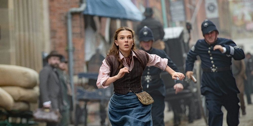 millie bobby brown running during enola holmes 2