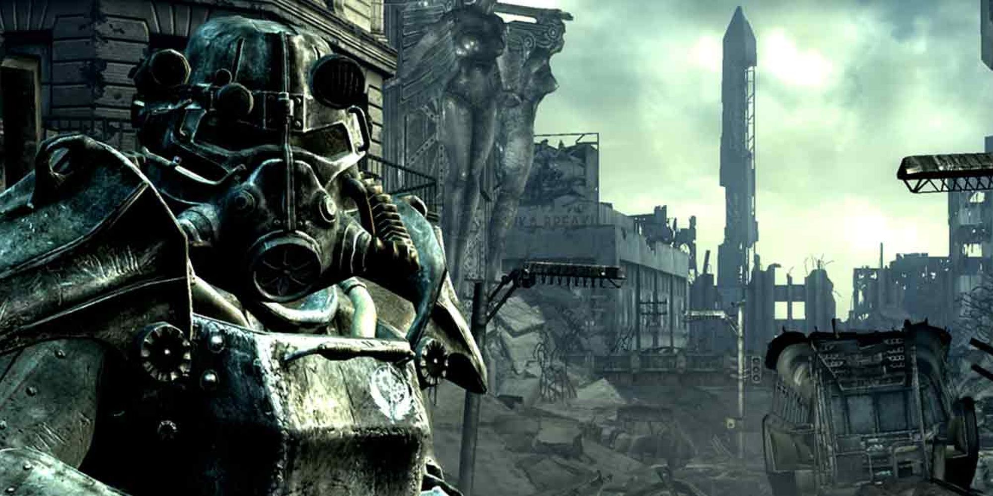 Fallout 3 BOS a person wearing Power Armor looking at the viewer