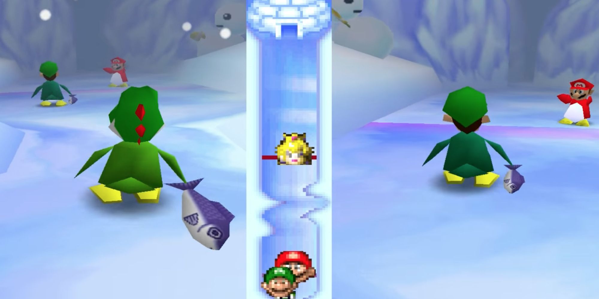 Filet Relay from Mario Party 2 Featuring Yoshi, Luigi, and Mario