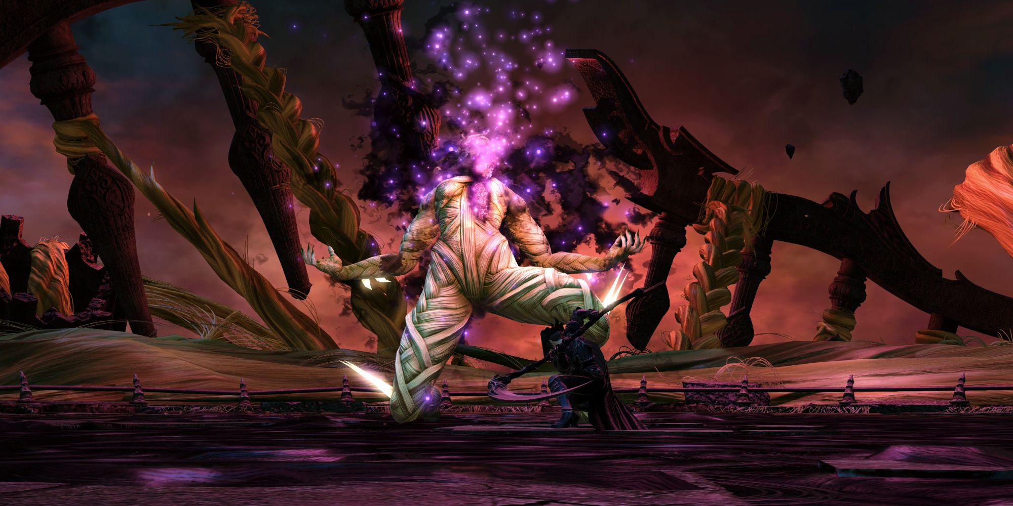 A defeated Barbariccia in the Storm's Crown Extreme Trial in Final Fantasy 14: Endwalker