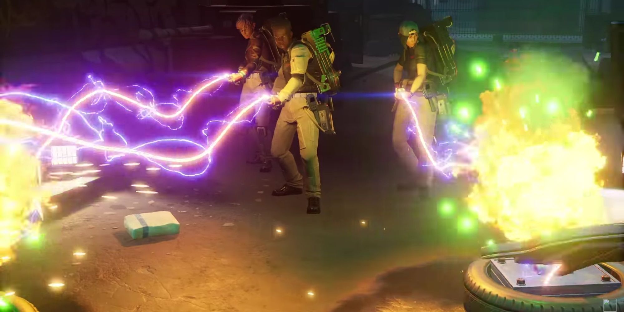 Ghostbusters: Spirits Unleashed - Trainee Ghostbusters using the Proton Pack