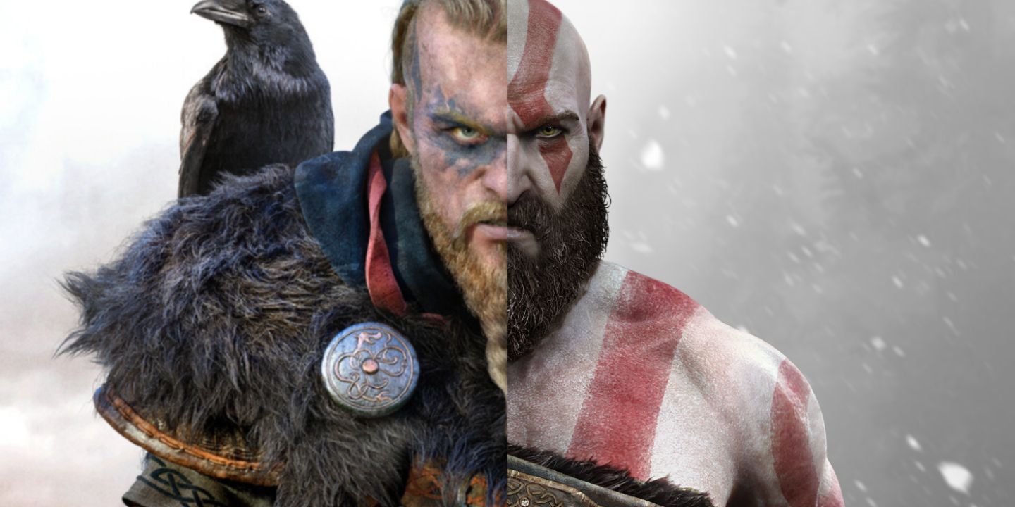 God of War AC Valhalla Kratos Eivor Split Image