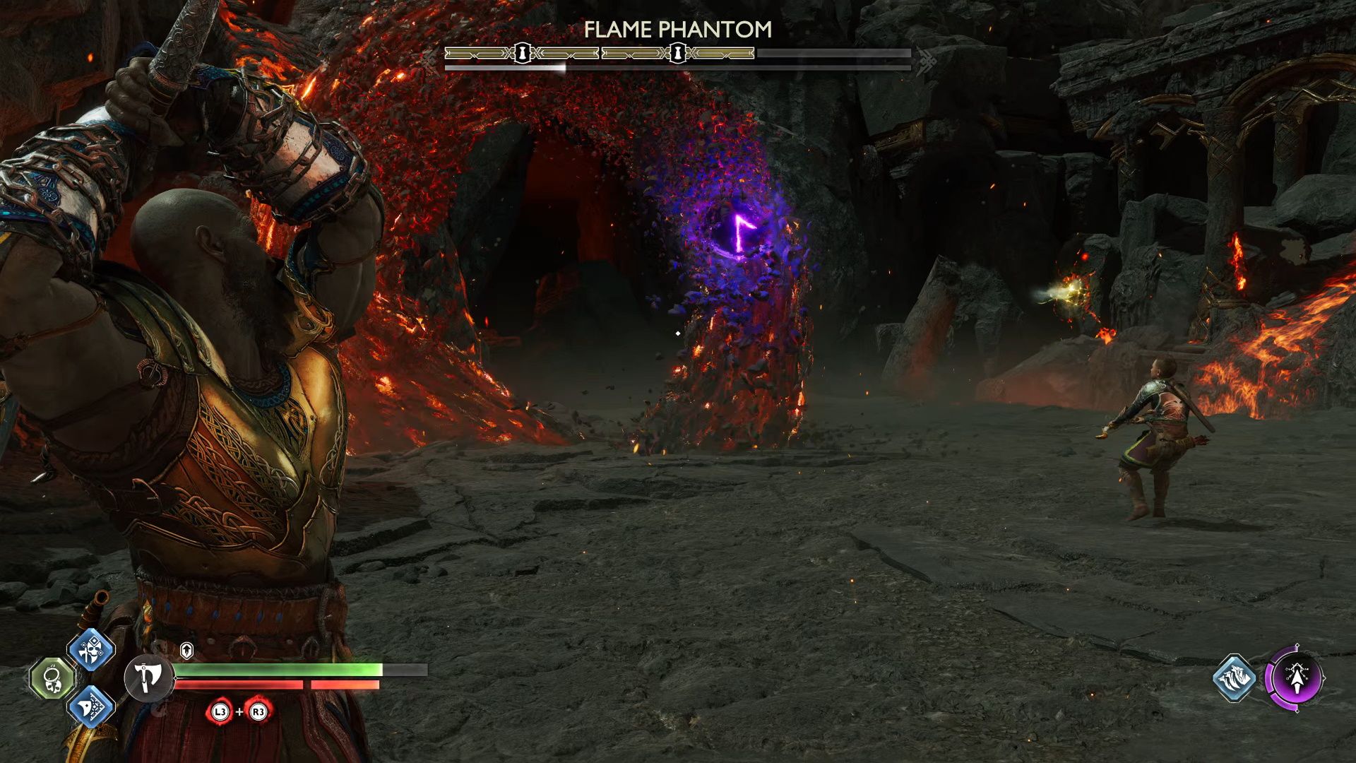 God Of War Ragnarok, The Summoning, Flame Phantom About To Shoot A Wave Of Fire