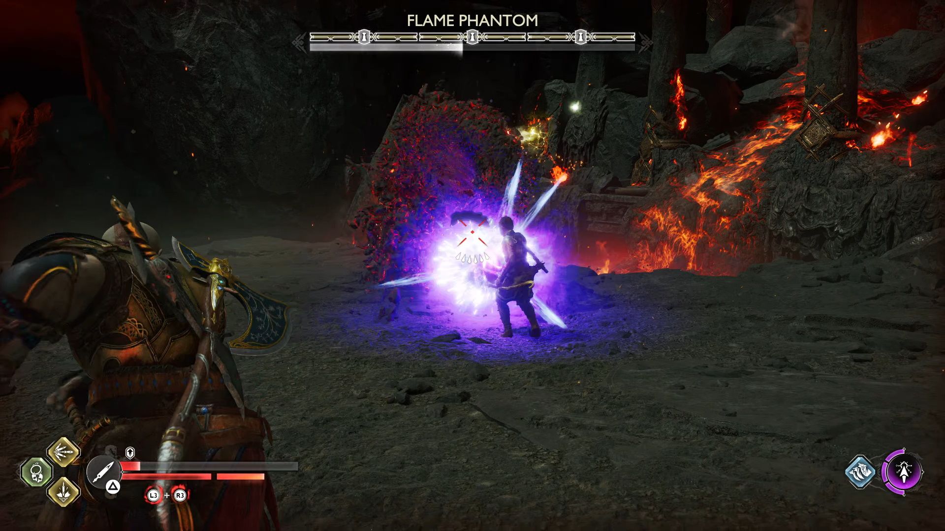 God Of War Ragnarok, The Summoning, Hitting The Flame Phantom's Orb While It Glows