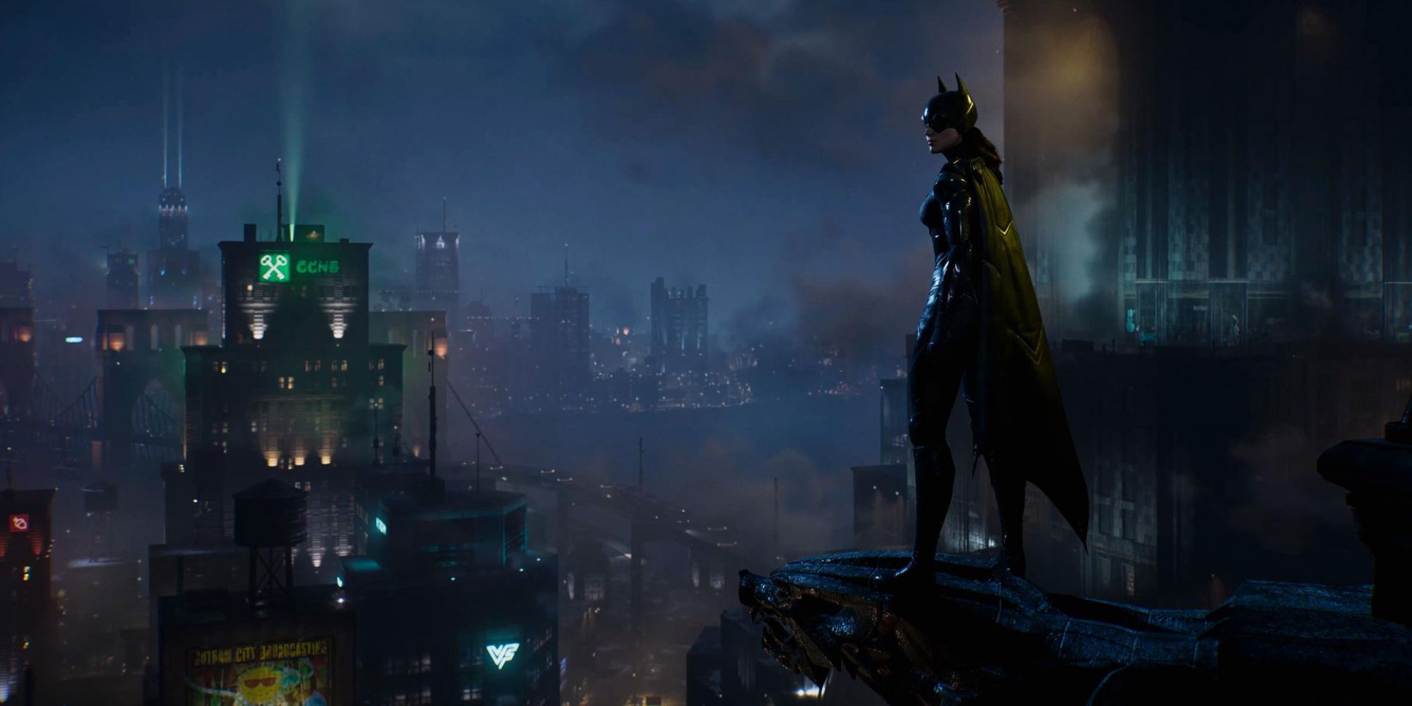 gotham knights batgirl overlooking gotham city