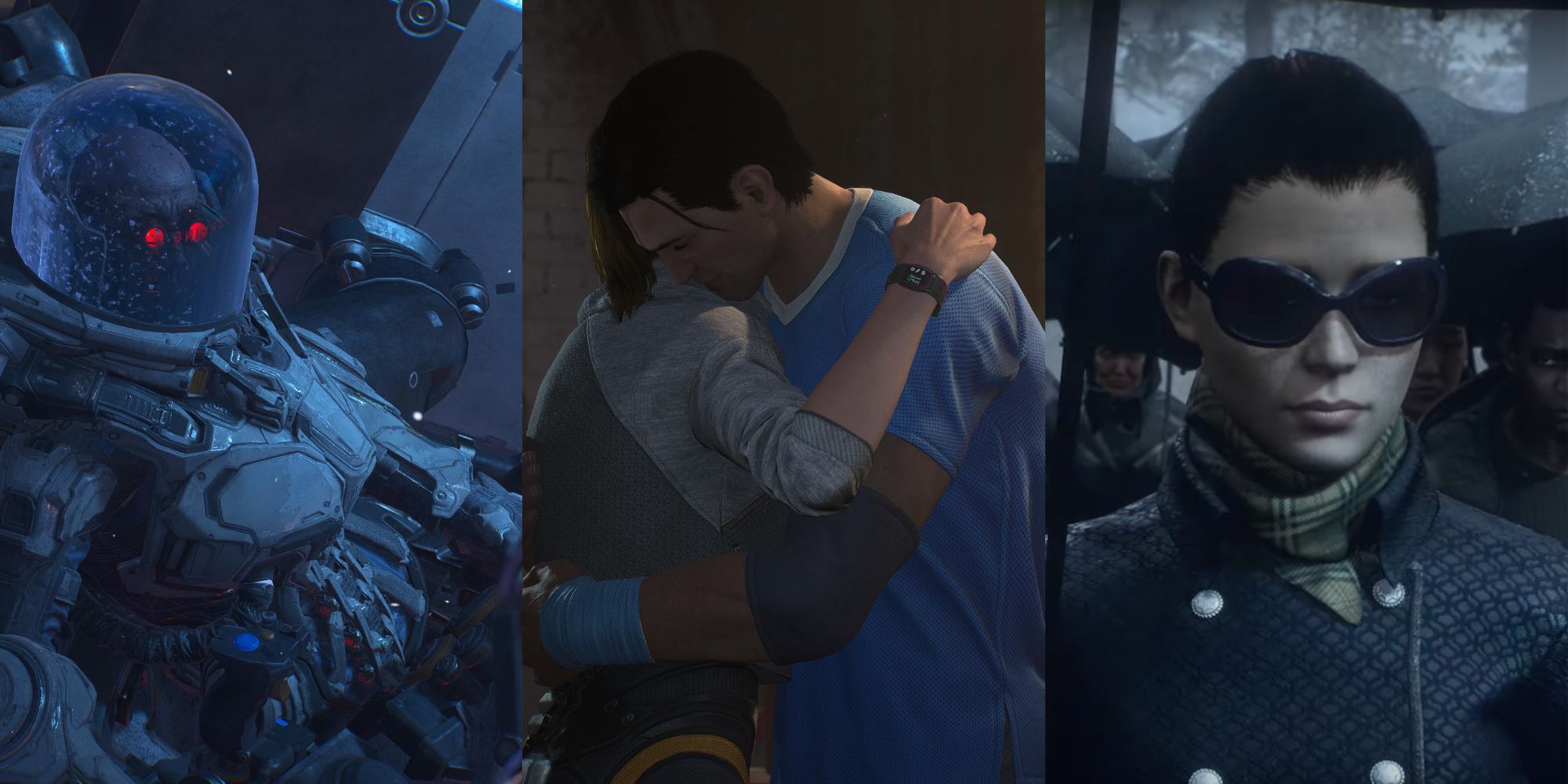 Gotham Knights: Mister Freeze, Dick Grayson hugging Barbara Gordon, Selina Kyle 
