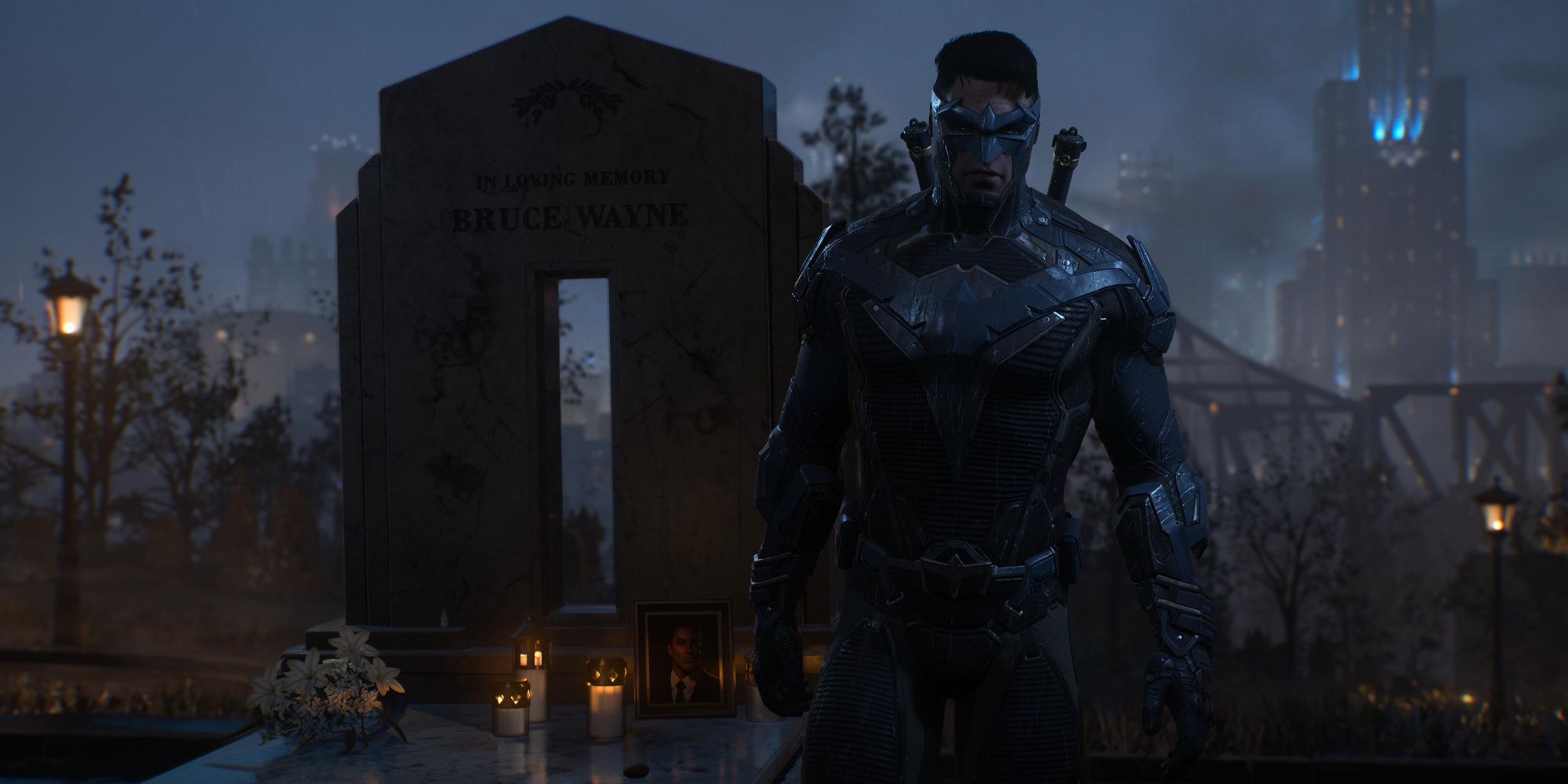 gotham knights nightwing visits bruce wayne's grave