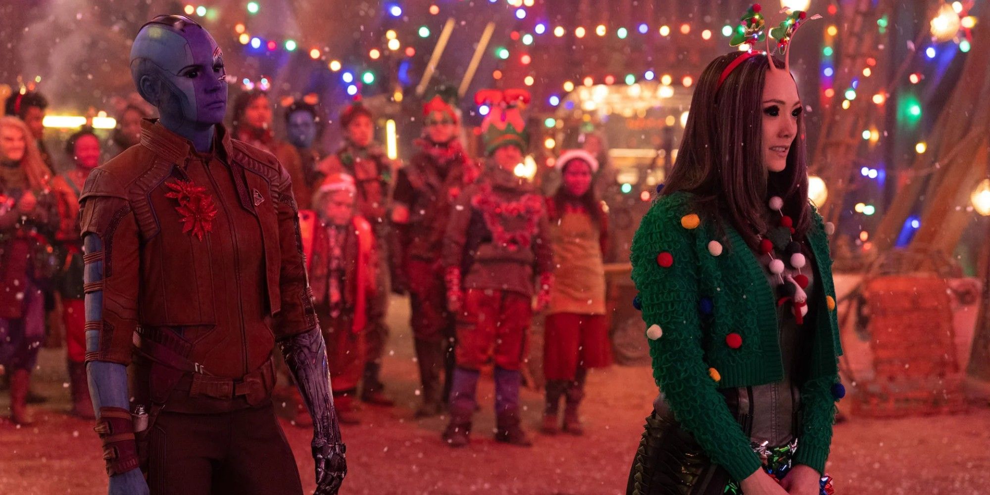 nebula and mantis in the guardians of the galaxy holiday special