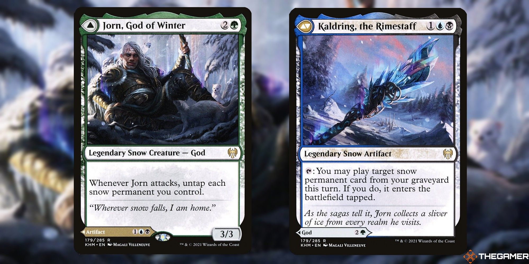 Image of the jorn, god of winter and Kaldring, the Rimestaff card in Magic: The Gathering, with art by Magali Villeneuve