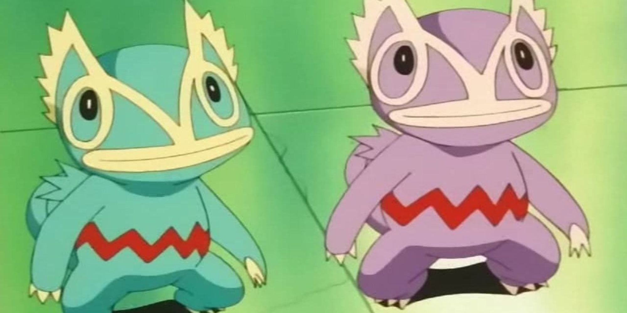 A Kecleon and Shiny Kecleon stand beside each other