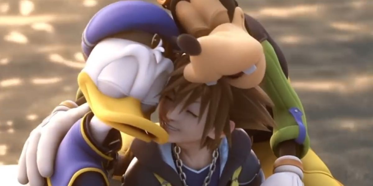 kingdom hearts 2 ending hug sora donald and goofy