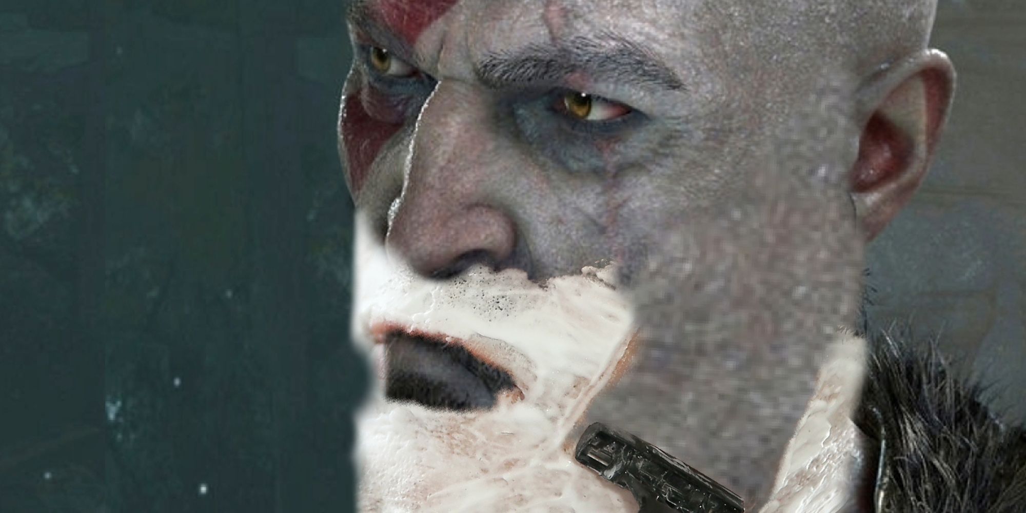 god of war ragnarok's kratos shaving