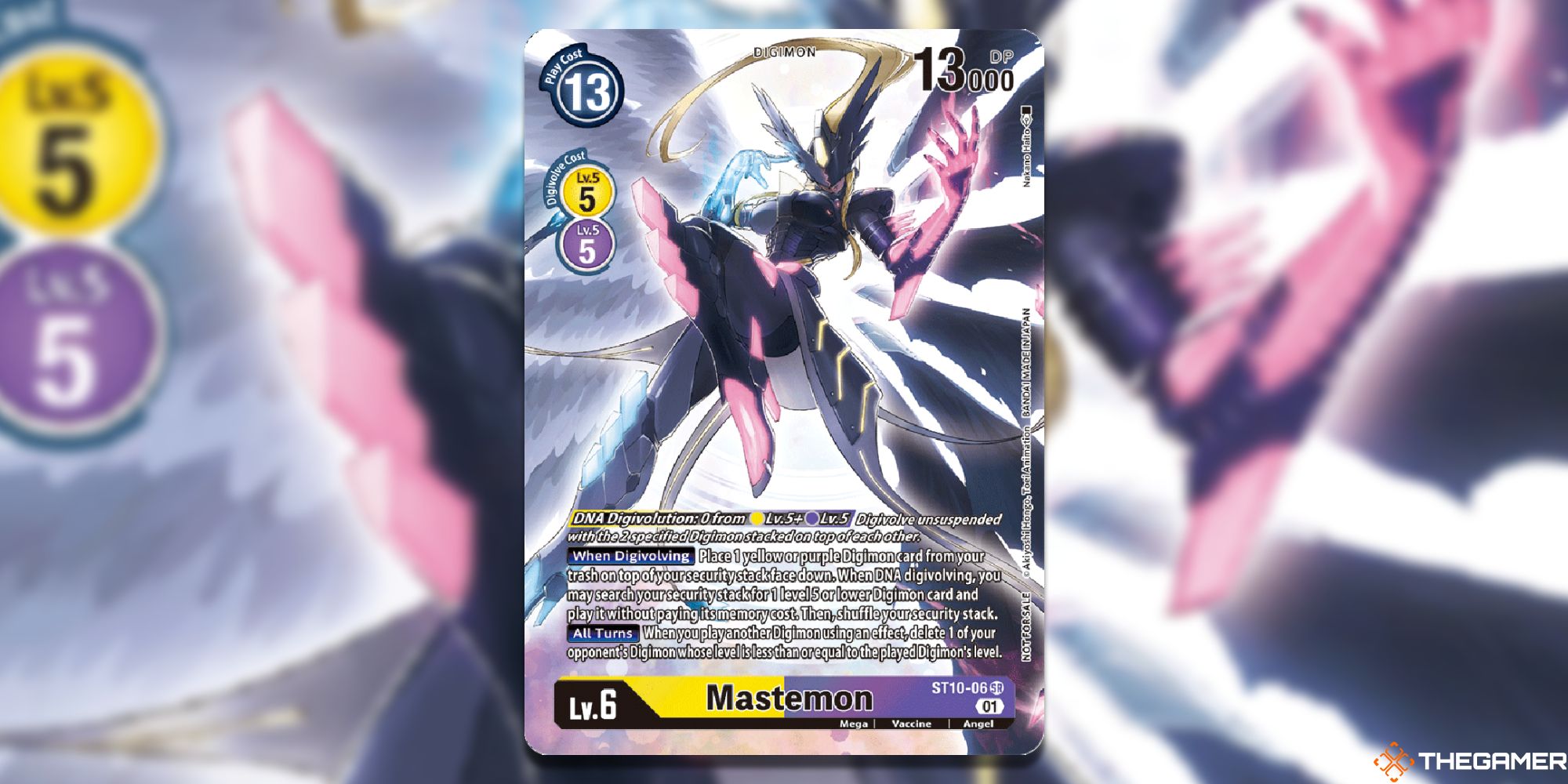 mastemon digimon card game with blur and logo