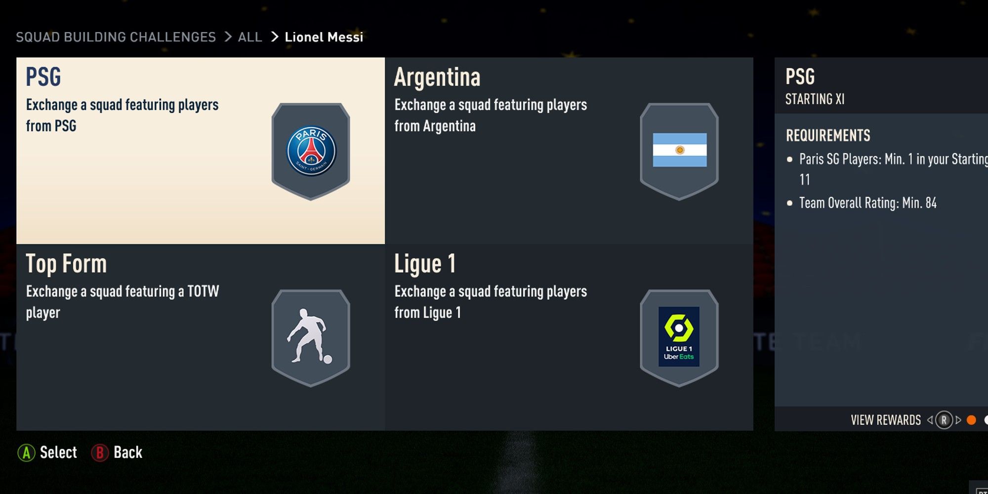 Messi Squad Requirements Flashback SBC