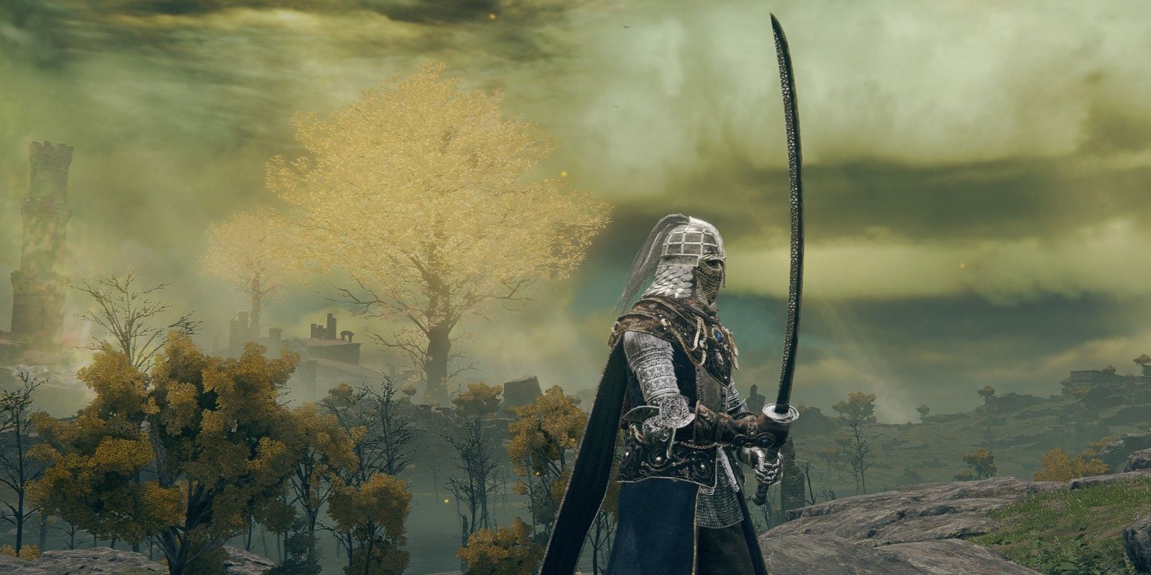 The Moonveil Katana being held in Elden Ring.