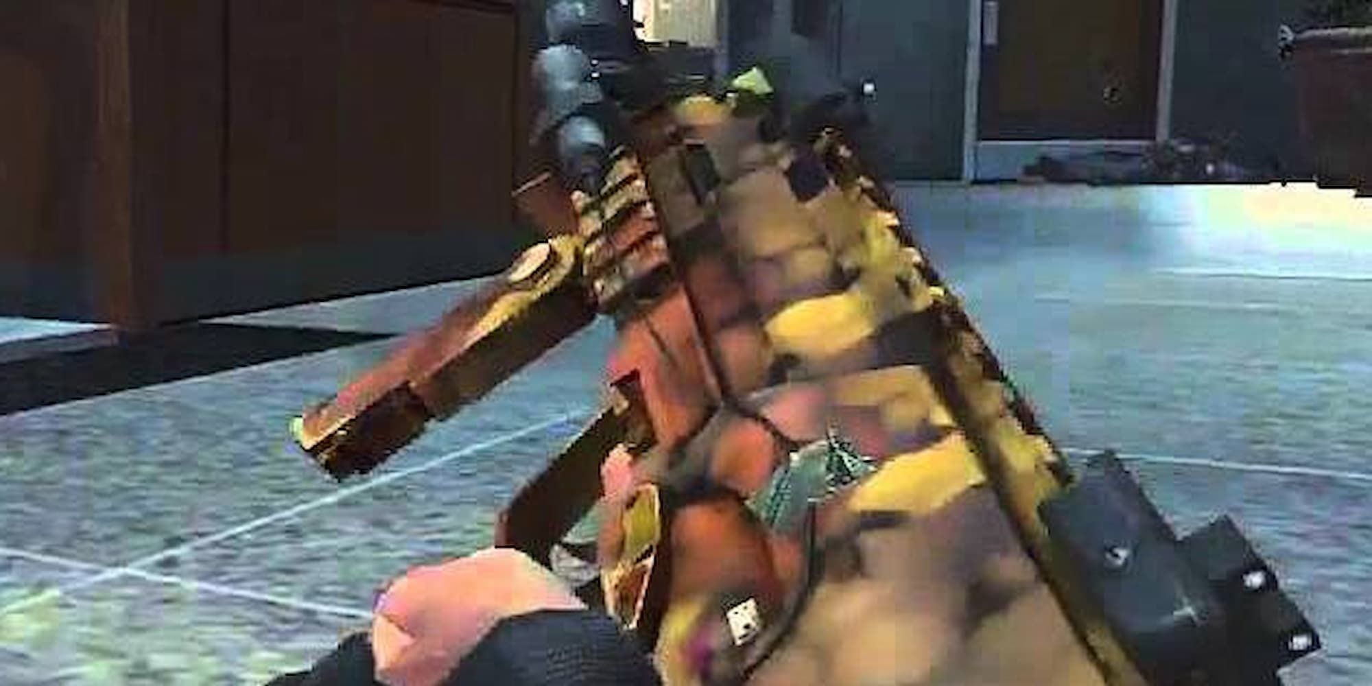 A player inspects the MP7 submachine gun with an autumn-style camo in Modern Warfare 3.