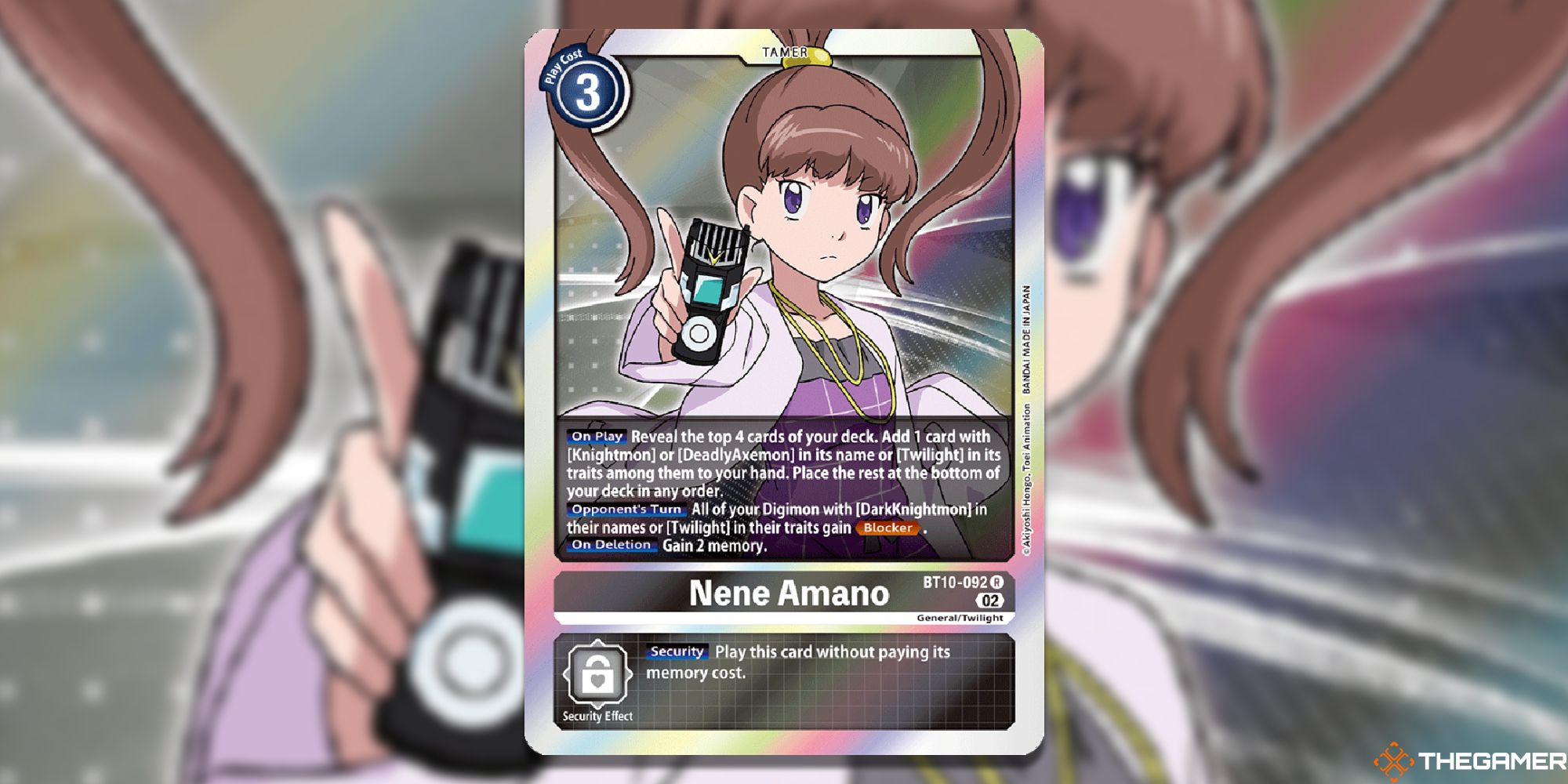 nene amano card image with blur from bt10 digimon card game 