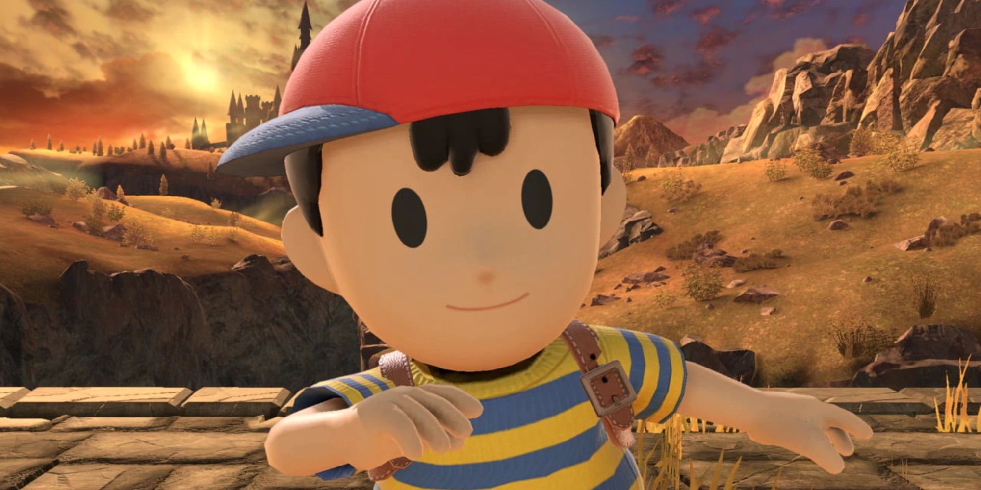 Ness in Super Smash Bros Eldin Bridge Stage