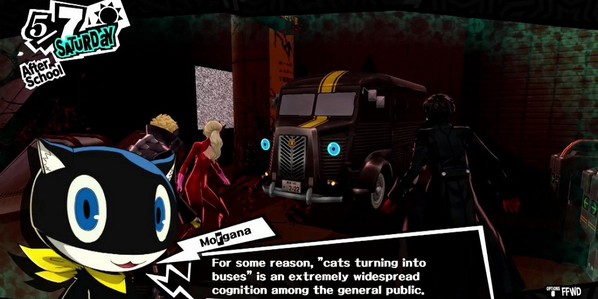 persona 5 royal morgana explaining how he can become a bus