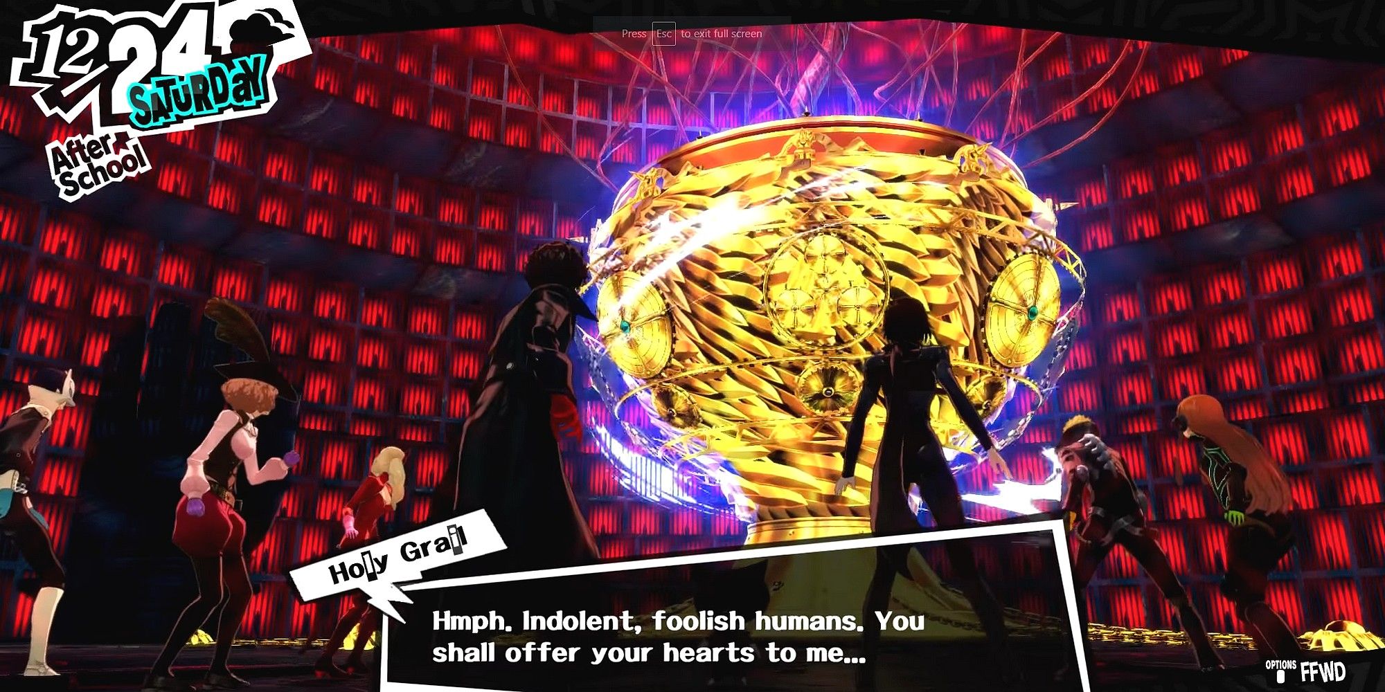 persona 5 royal the thieves talking to the holy grail