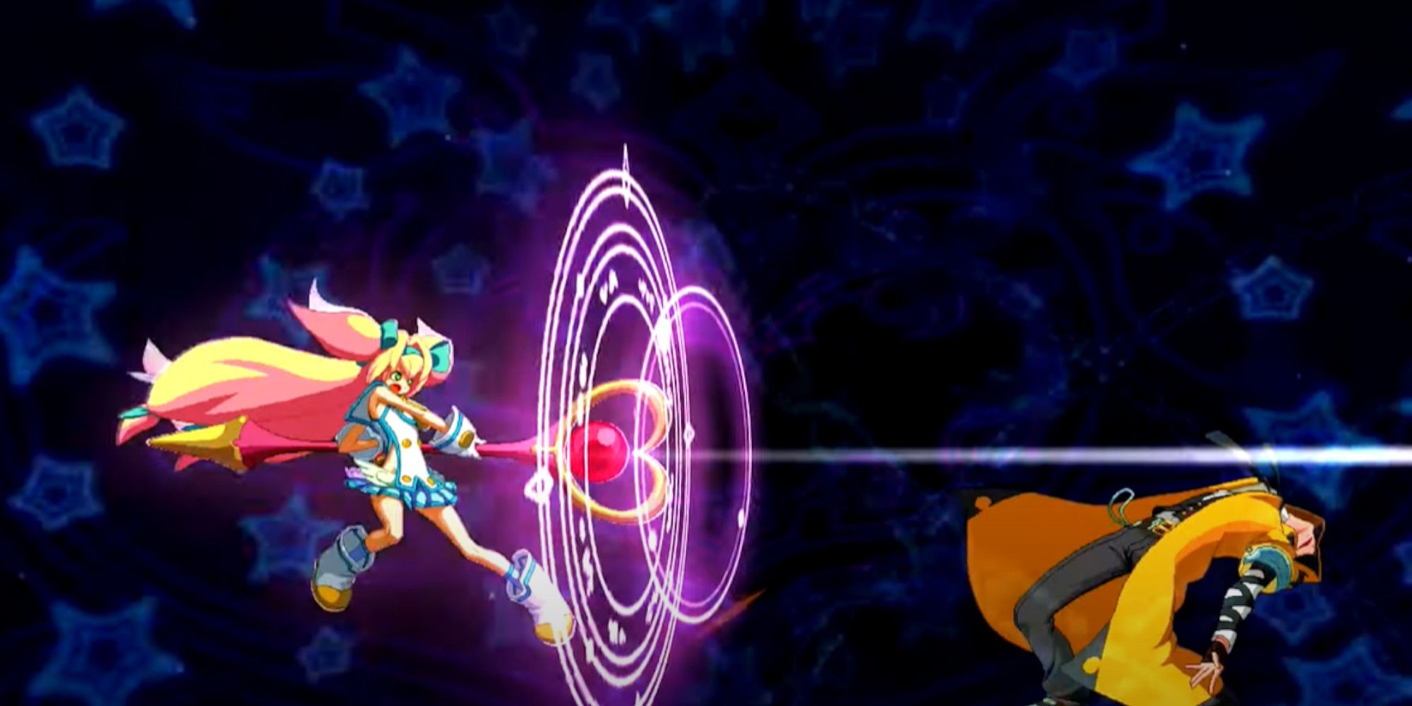 Platinum using her astral finish on Terumi in Blazblue Centralfiction