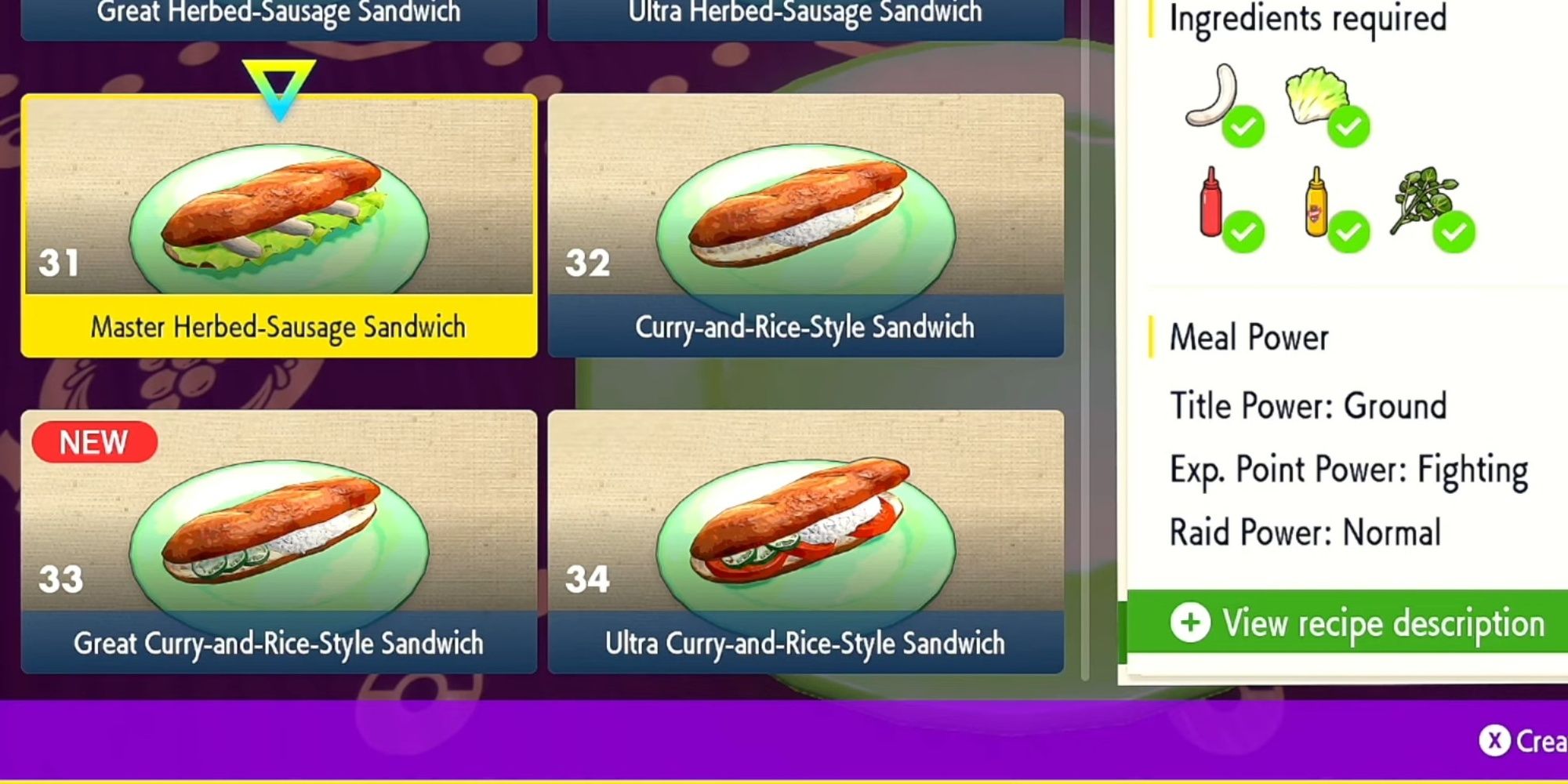 pokemon scarlet and violet herba mystica sandwiches