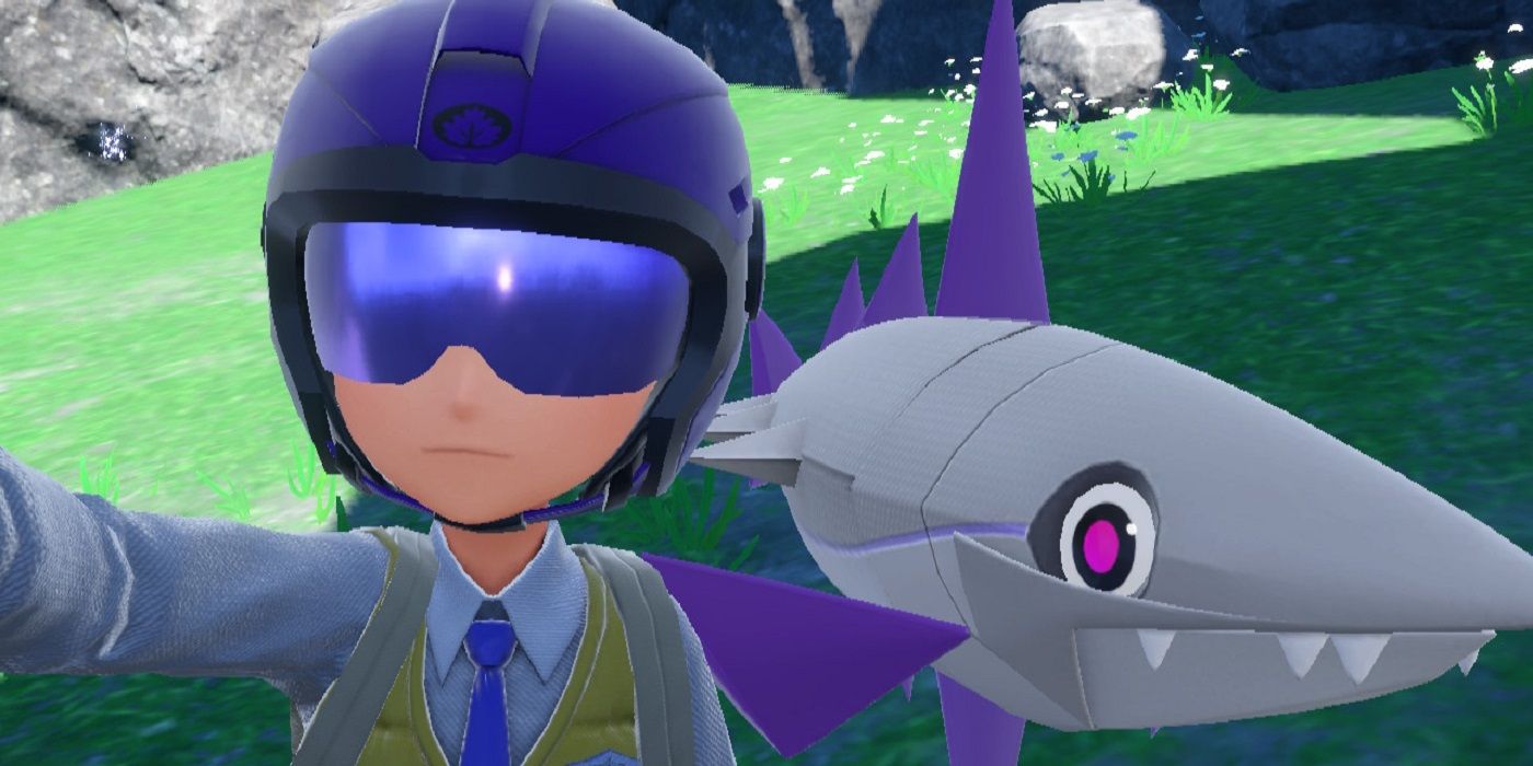 A pokemon trainer taking a selfie with Veluza in Pokemon Scarlet & Violet