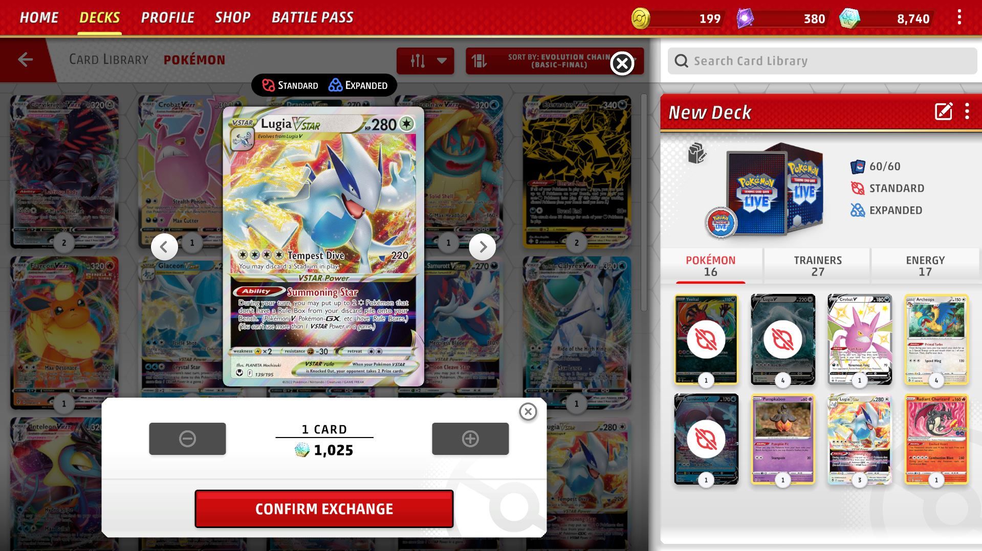 pokemon tcg live craft