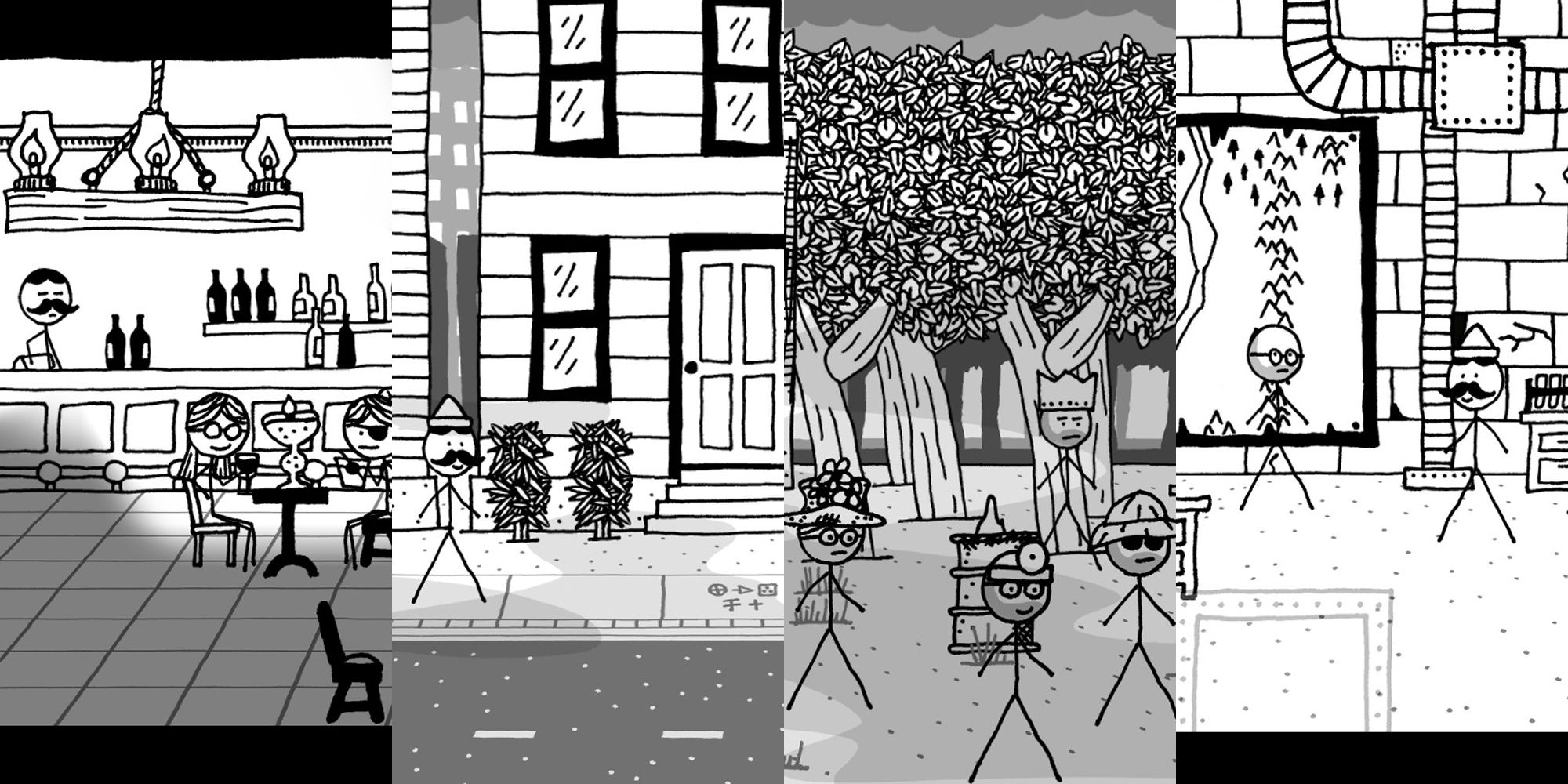 Split image of scenes from Shadows Over Loathing