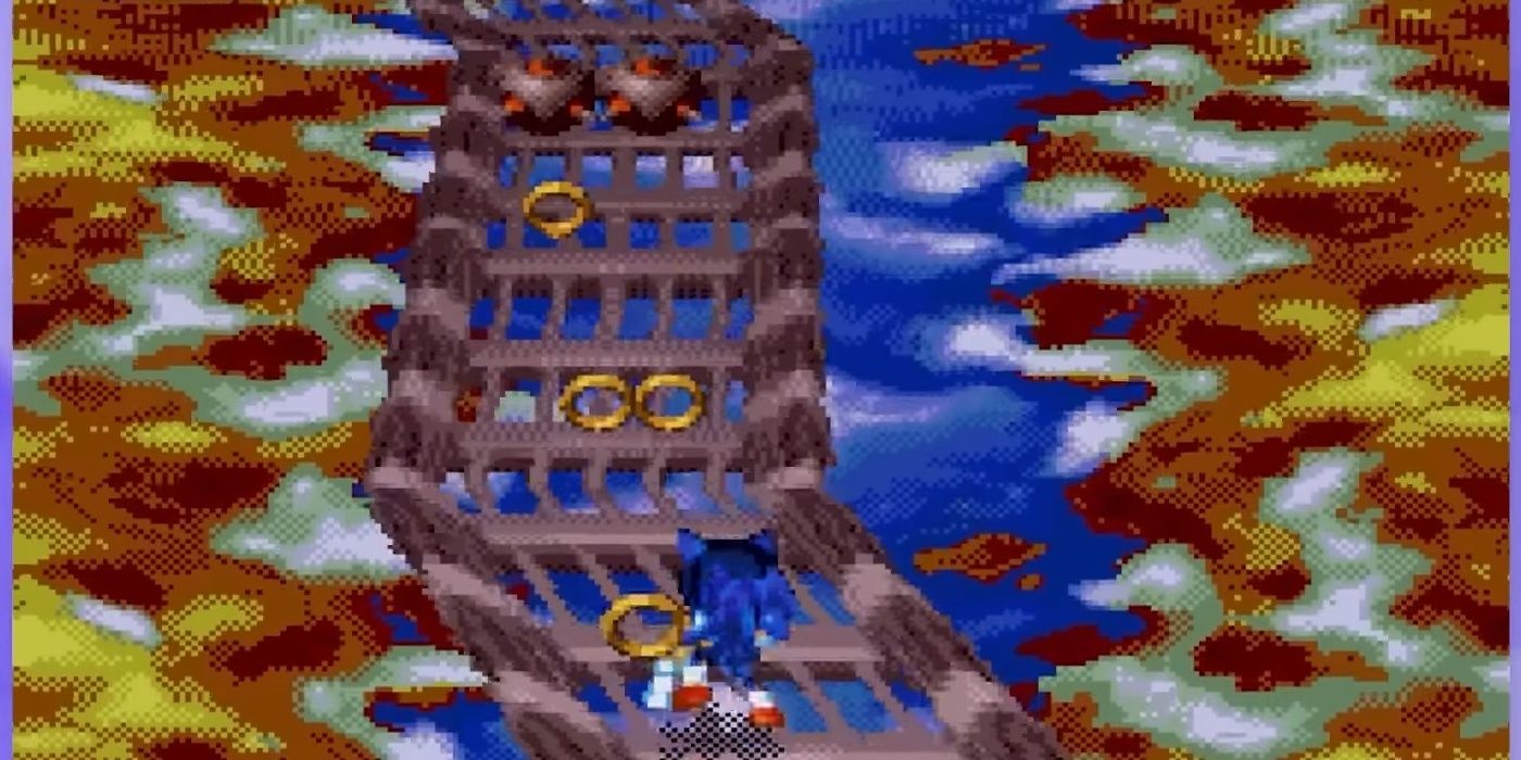 Sonic performing the special stage in Sonic 3D Blast.