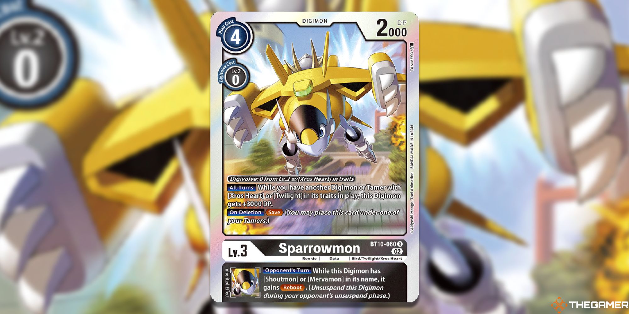 sparrowmon card image with blur from bt10 digimon card game 