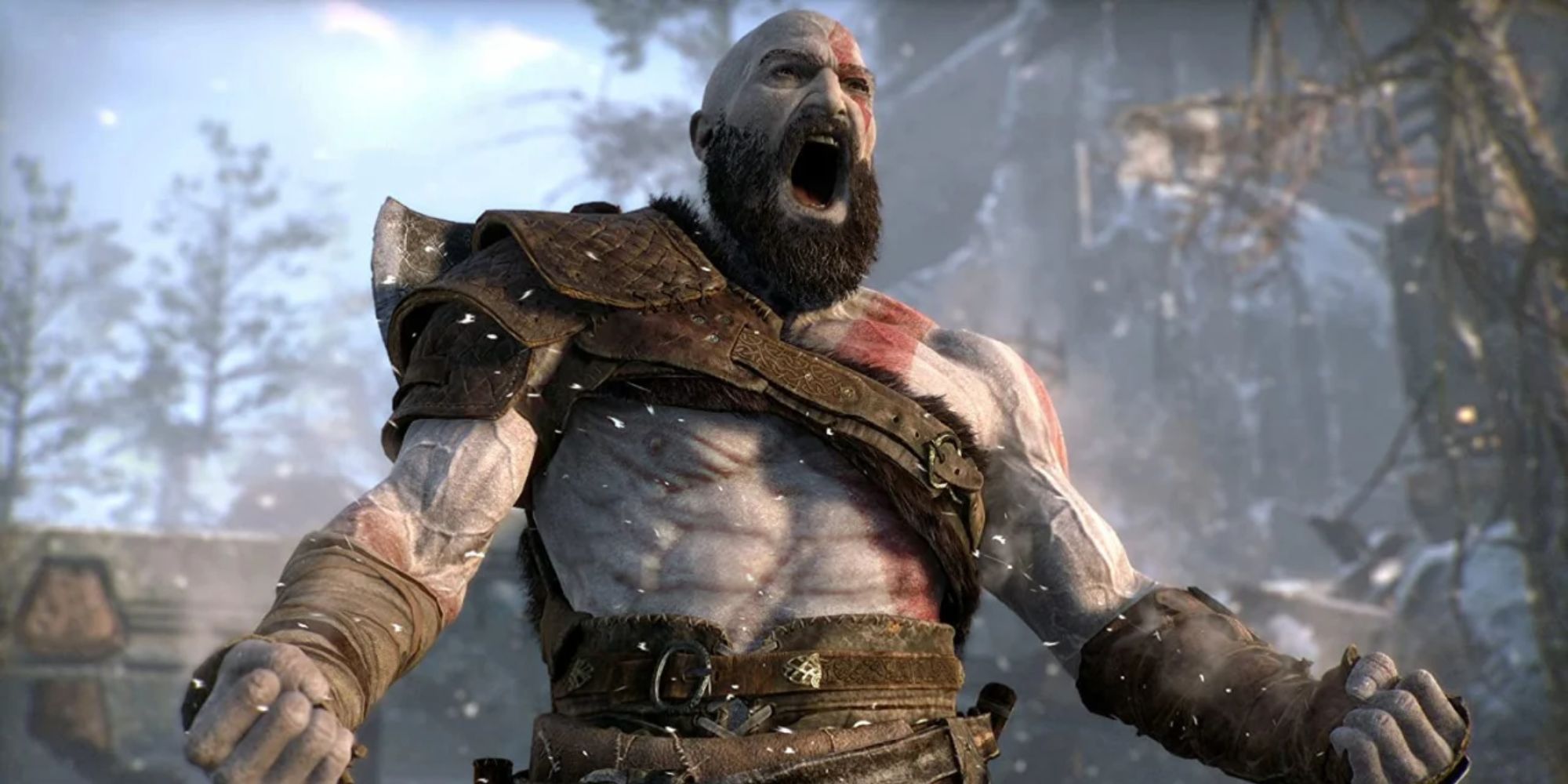 Kratos using Spartan Rage in God of War.